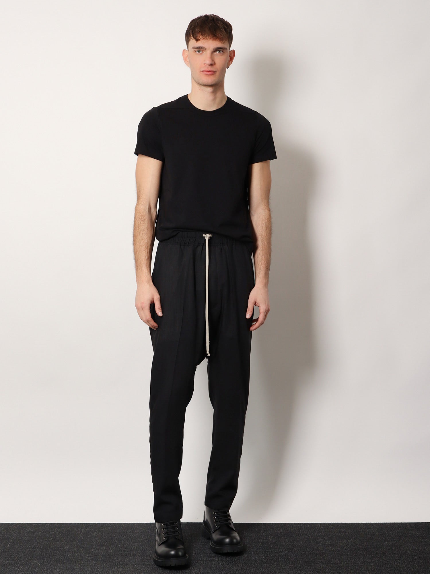 Rick Owens Men Drawstring Long Certified Virgin Wool Trousers RICK OWENS