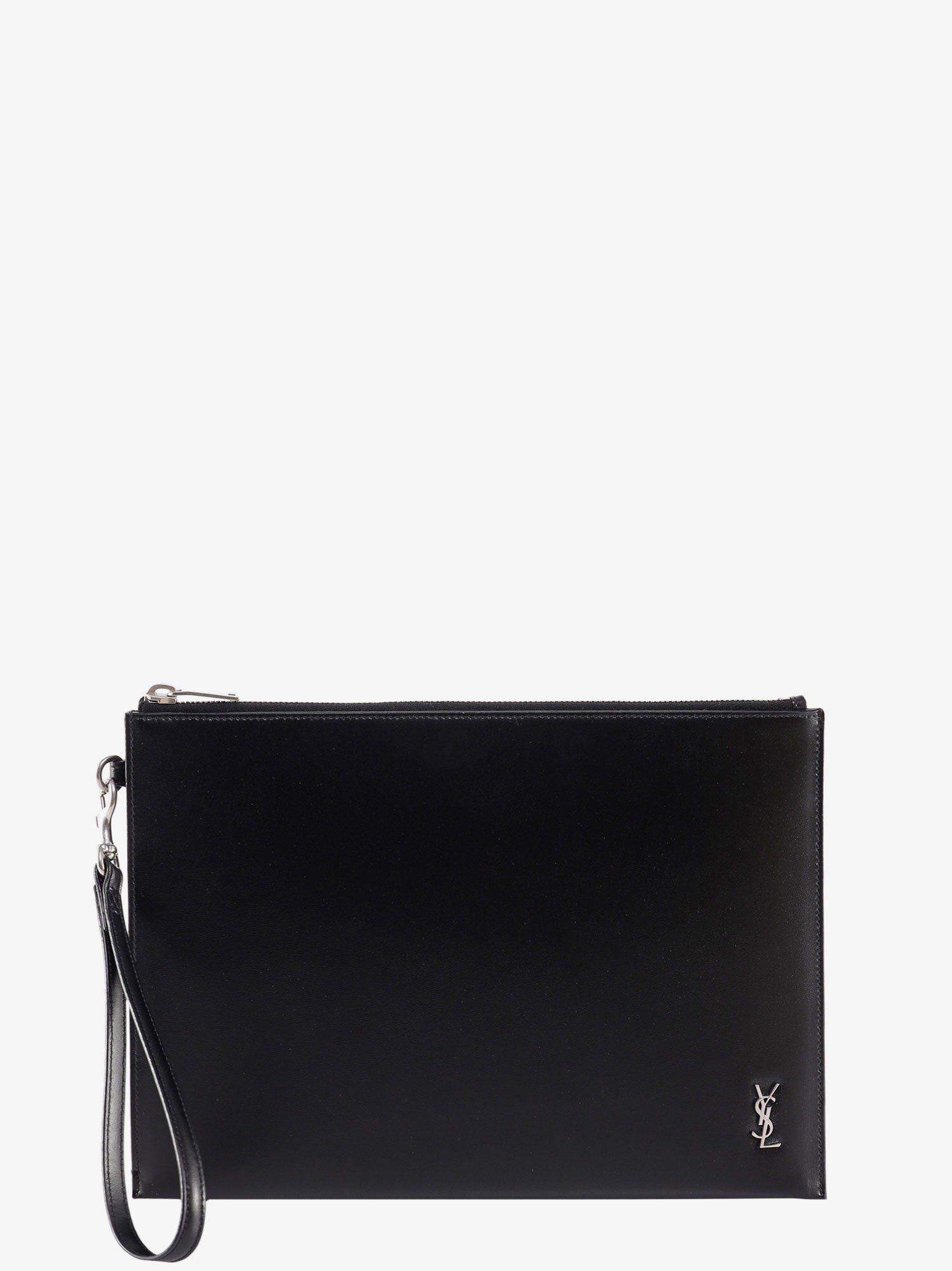 Saint Laurent Men Leather Clutch With Monogram Detail SAINT LAURENT