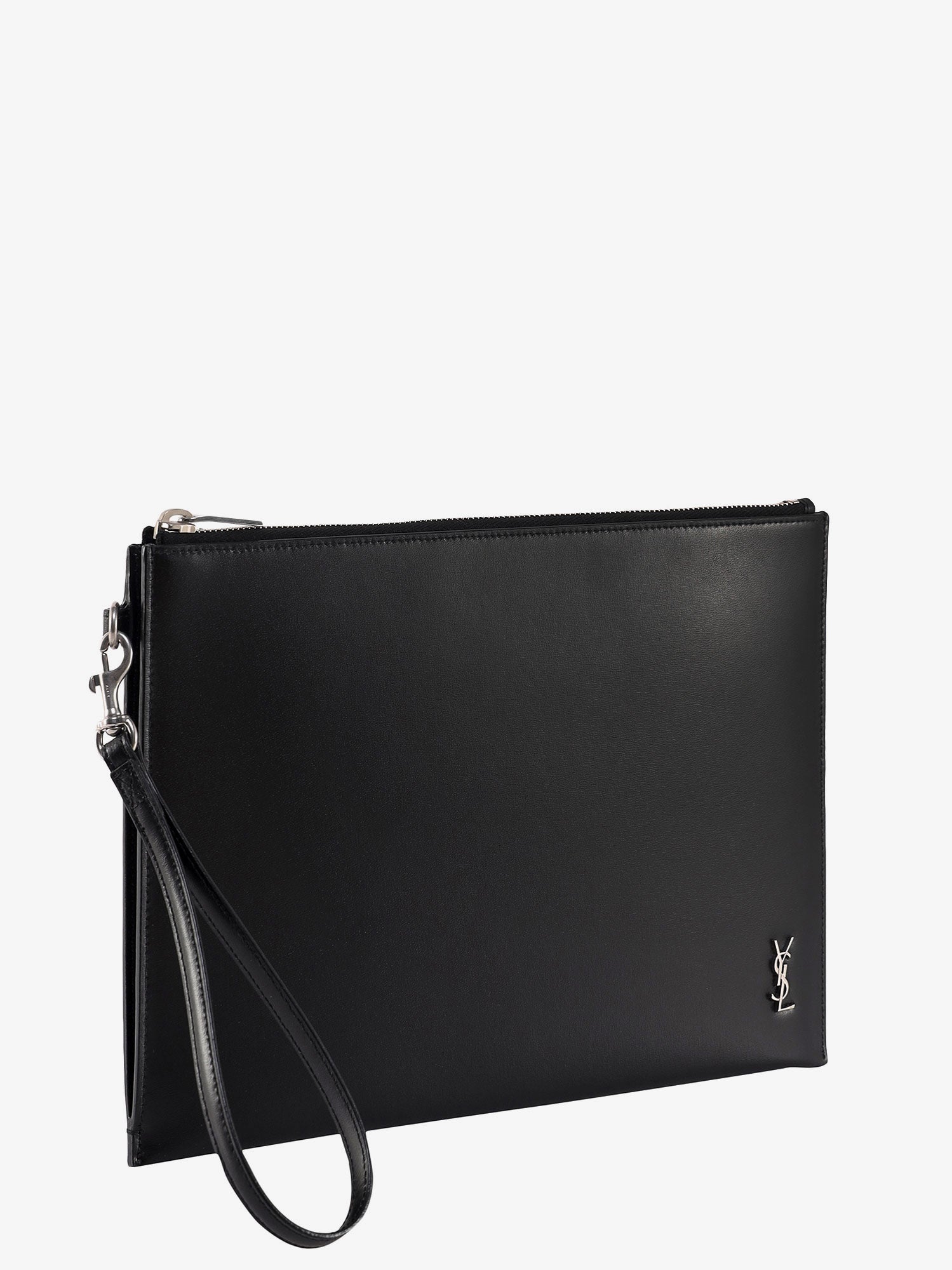 Saint Laurent Men Leather Clutch With Monogram Detail SAINT LAURENT