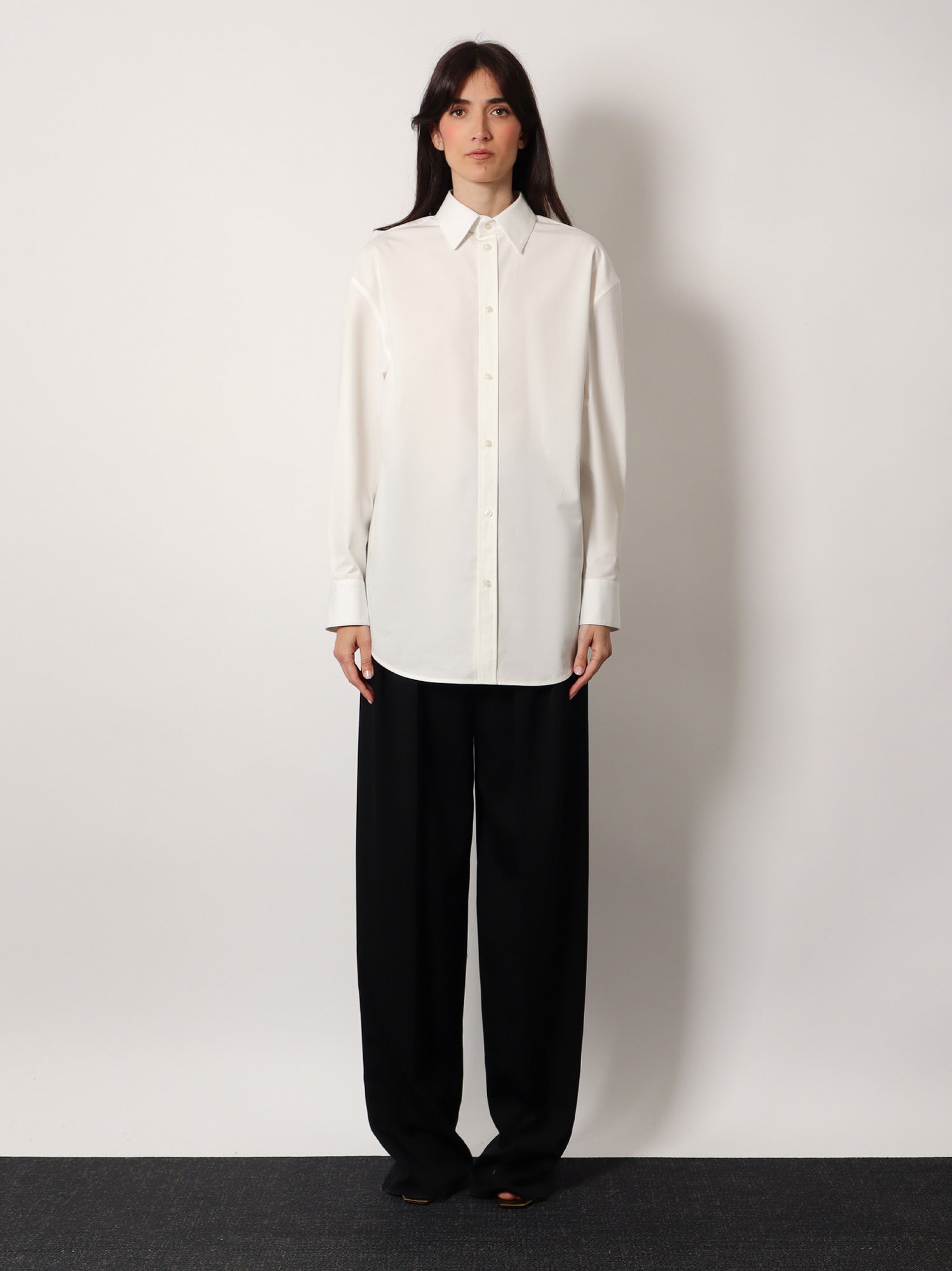 Saint Laurent Women Certified Cotton Shirt With Monogram Embroidery SAINT LAURENT
