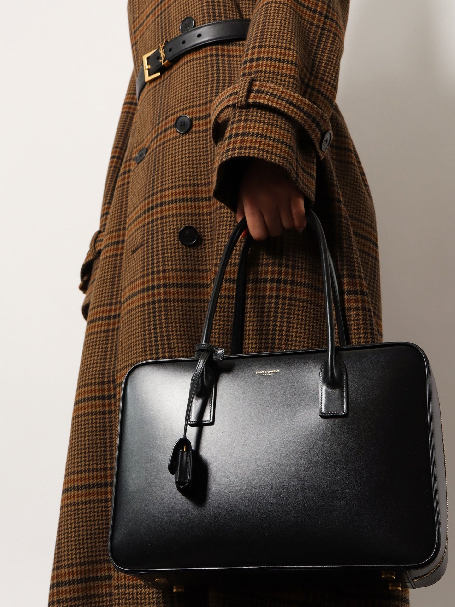 Saint Laurent Women Sac De Jour In Box Leather Handbag With Metal Padlock Detail SAINT LAURENT