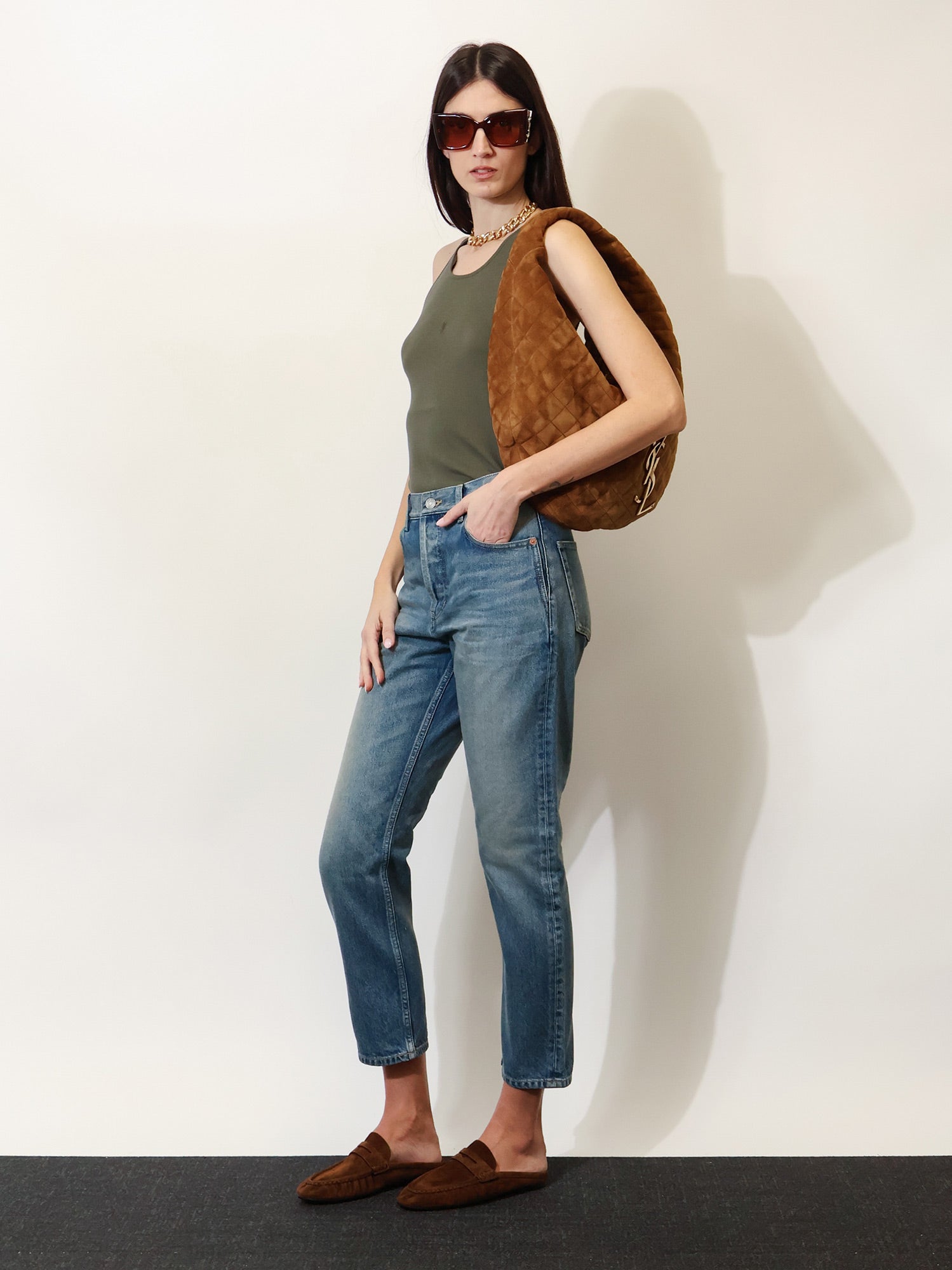 Saint Laurent Women Ribbed Cotton Top SAINT LAURENT