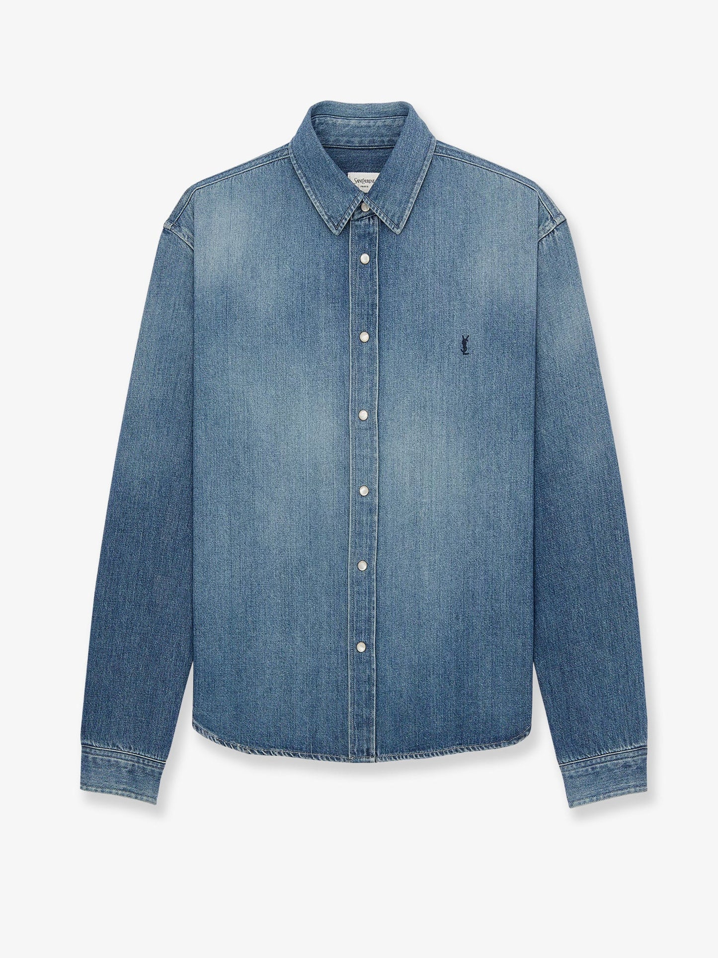 Saint Laurent Men Cassandre Horizon Blue Denim Shirt SAINT LAURENT