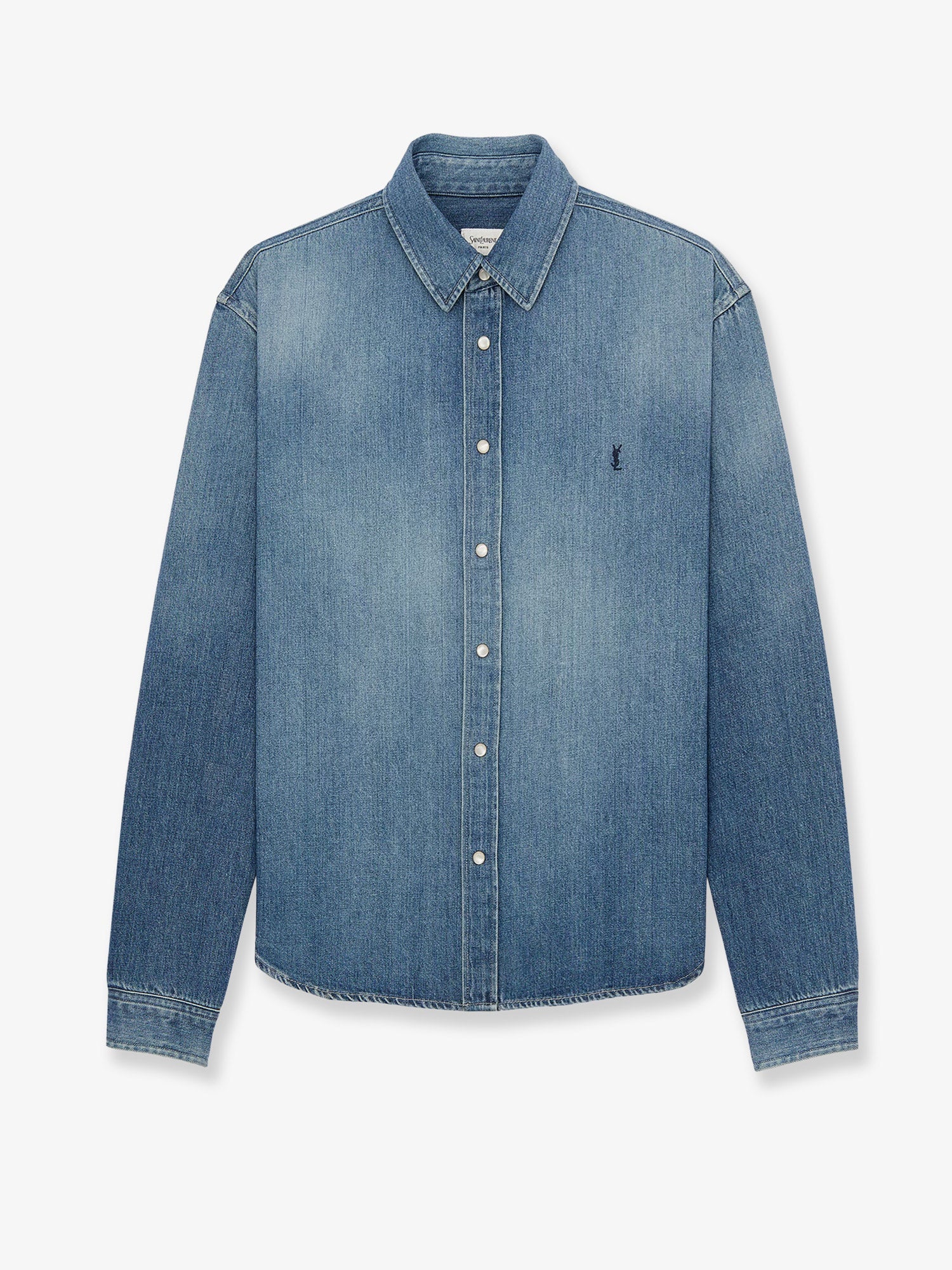 Saint Laurent Men Cassandre Horizon Blue Denim Shirt SAINT LAURENT