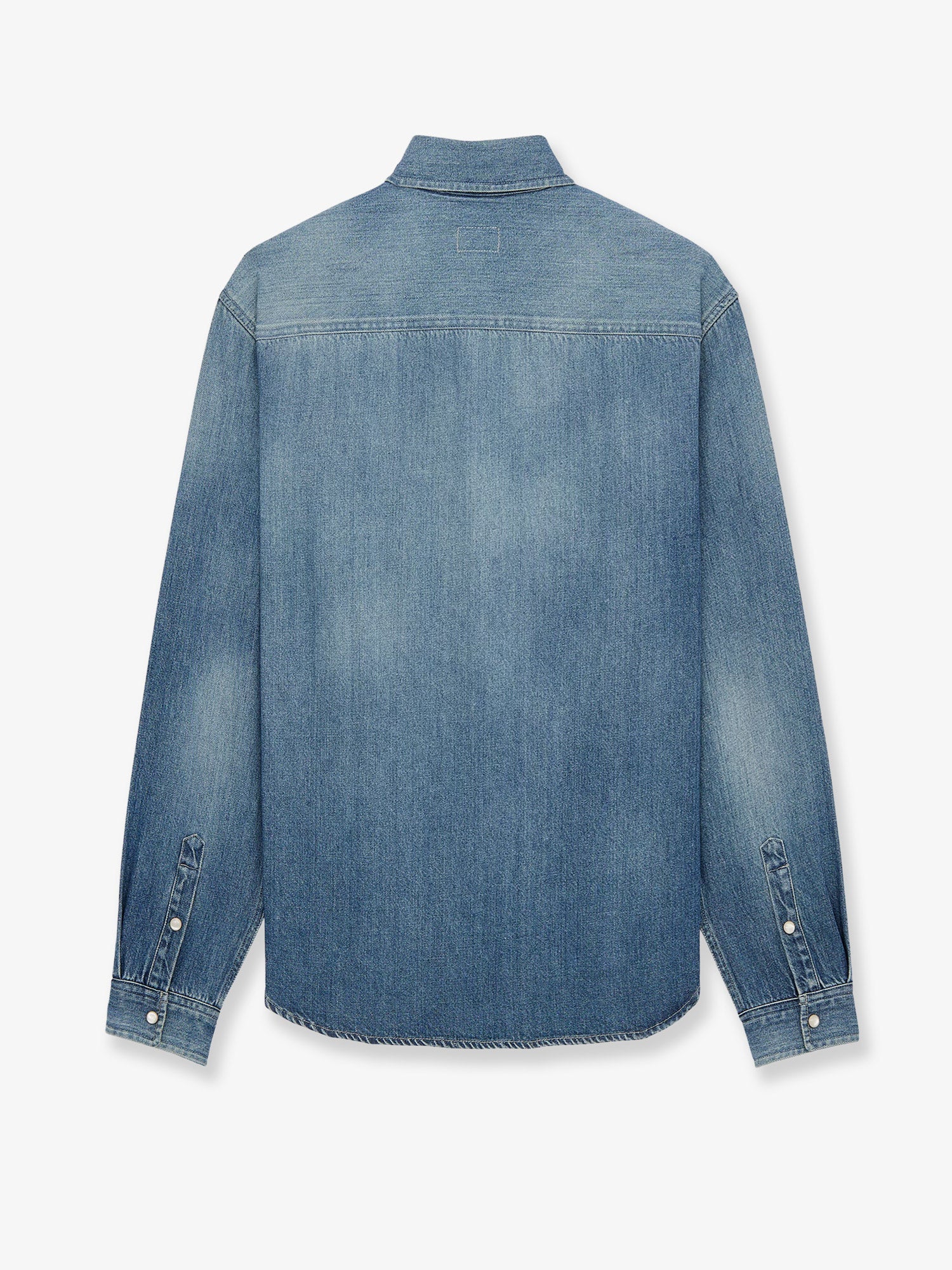 Saint Laurent Men Cassandre Horizon Blue Denim Shirt SAINT LAURENT
