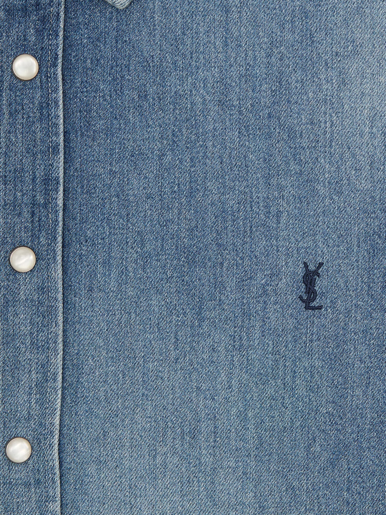 Saint Laurent Men Cassandre Horizon Blue Denim Shirt SAINT LAURENT