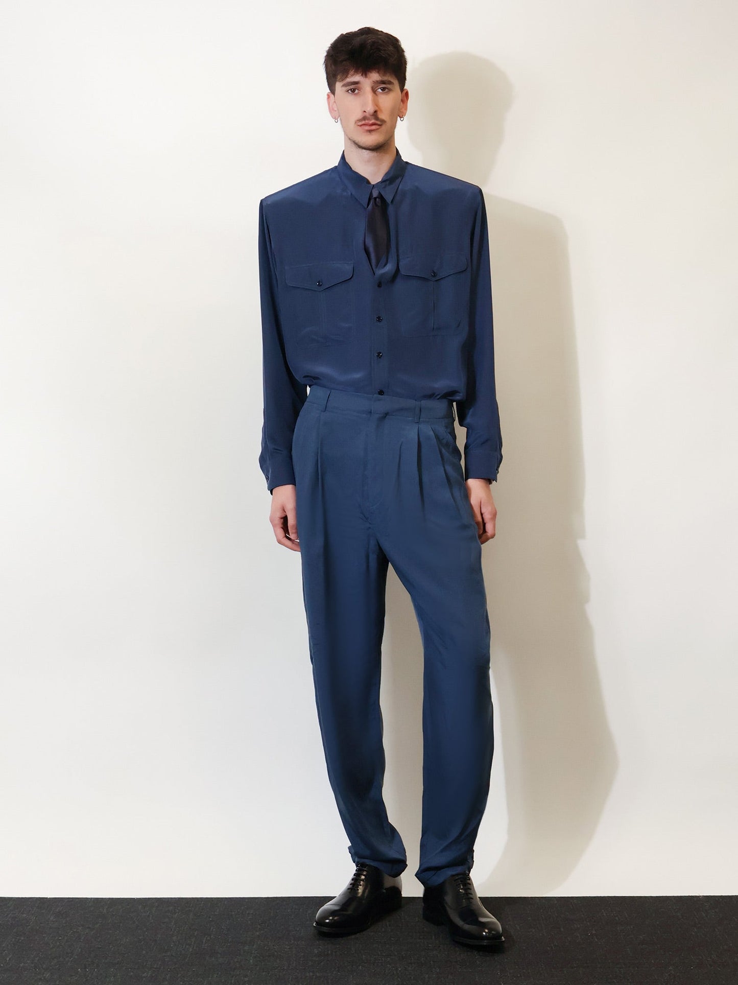 Saint Laurent Men Silk Trousers With Belt SAINT LAURENT