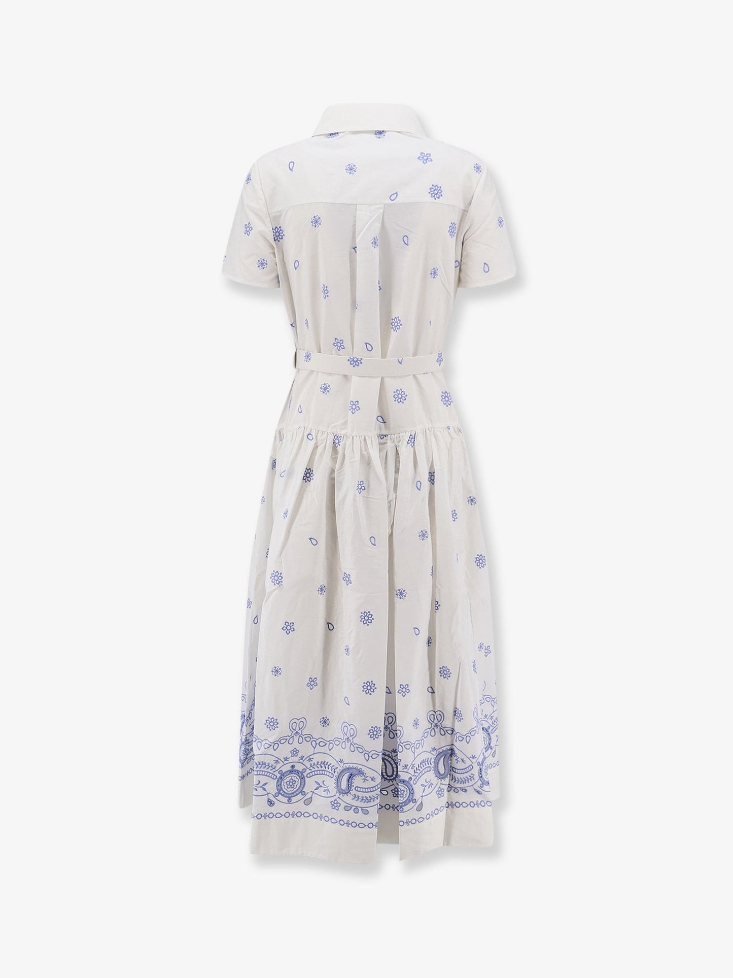 Self Portrait Women Long Cotton Dress With All-Over Contrasting Embroidery SELF-PORTRAIT