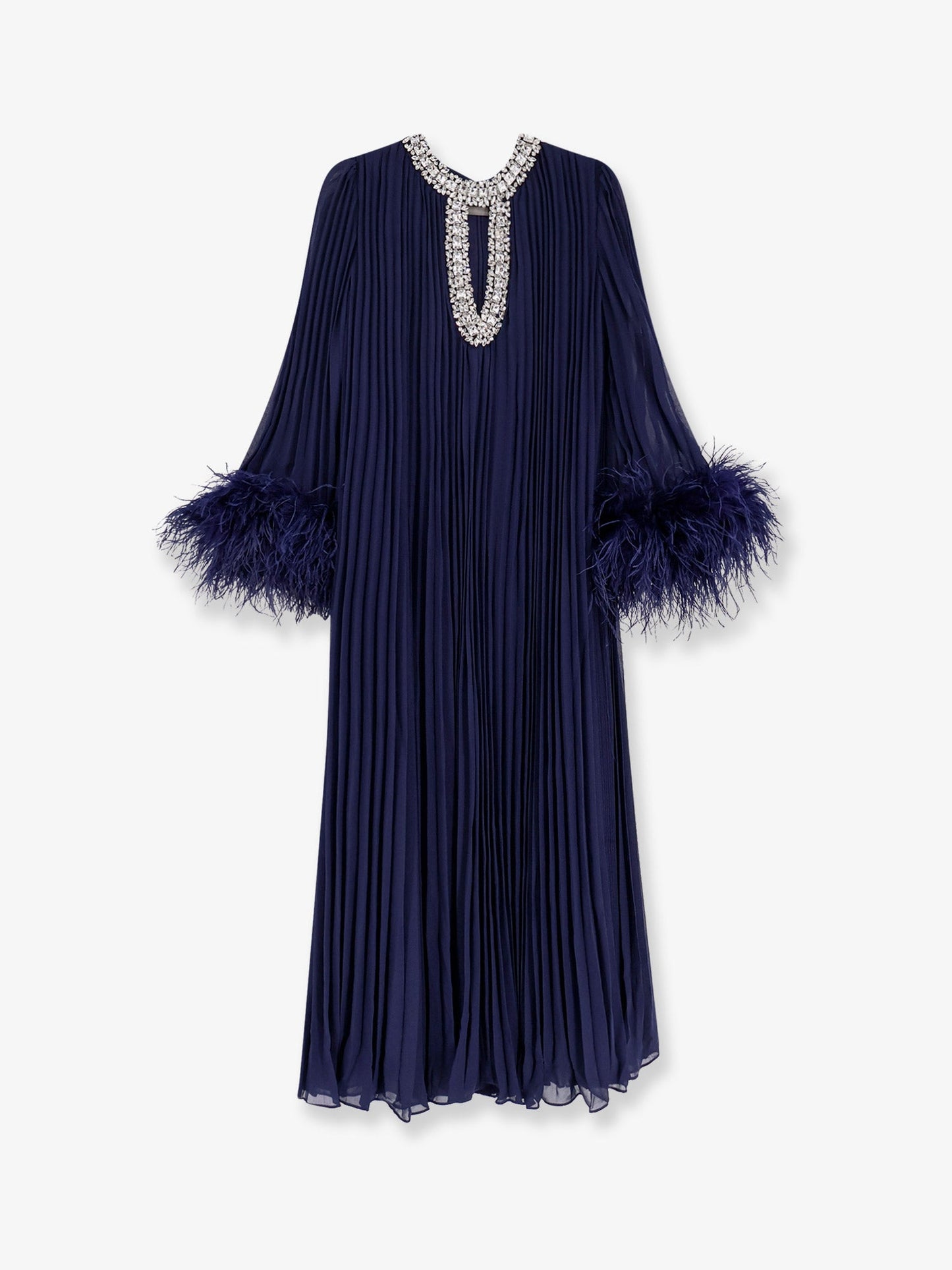 Self Portrait Women Chiffon Long Dress With Ostrich Feathers SELF-PORTRAIT