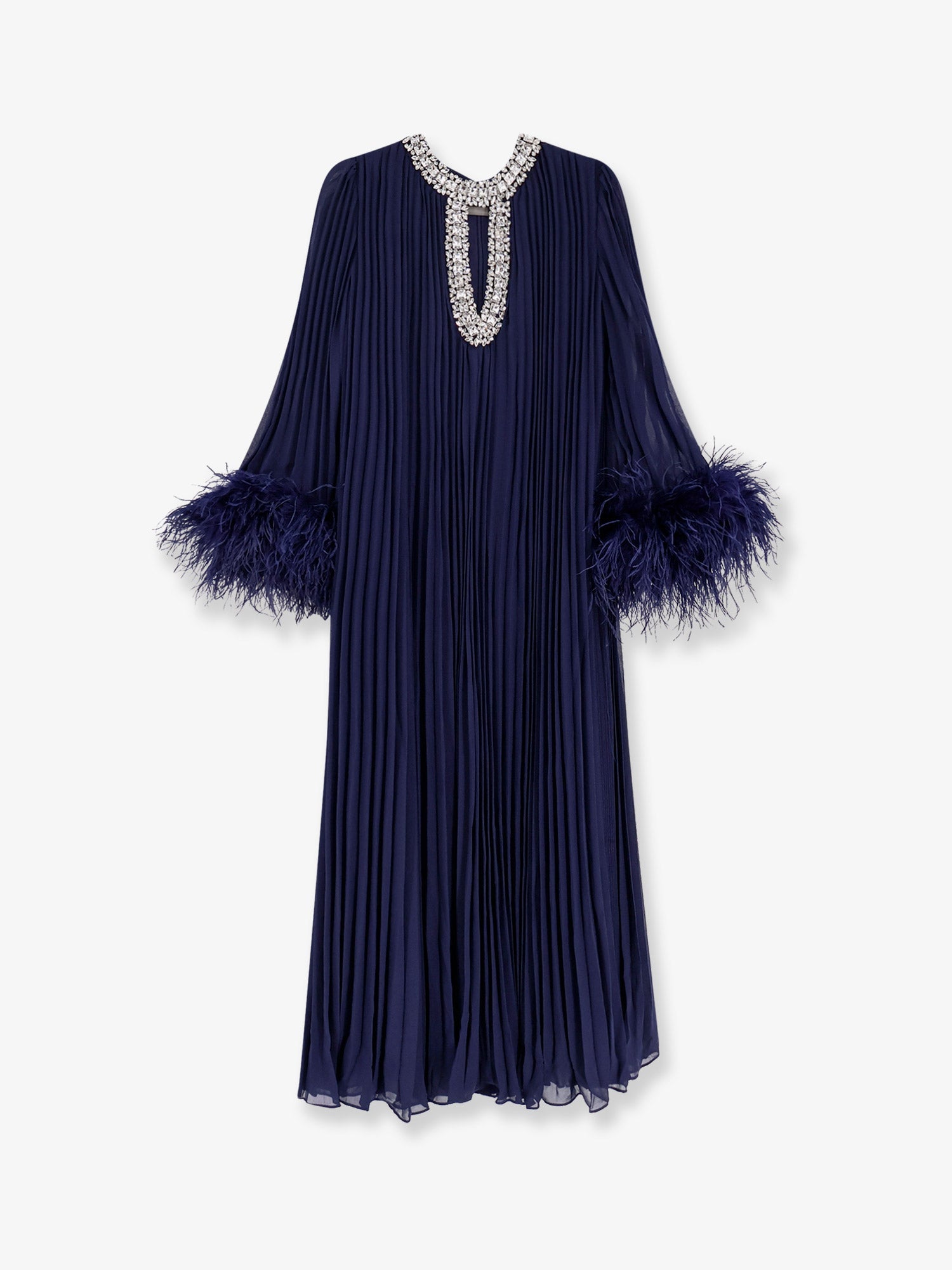 Self Portrait Women Chiffon Long Dress With Ostrich Feathers SELF-PORTRAIT