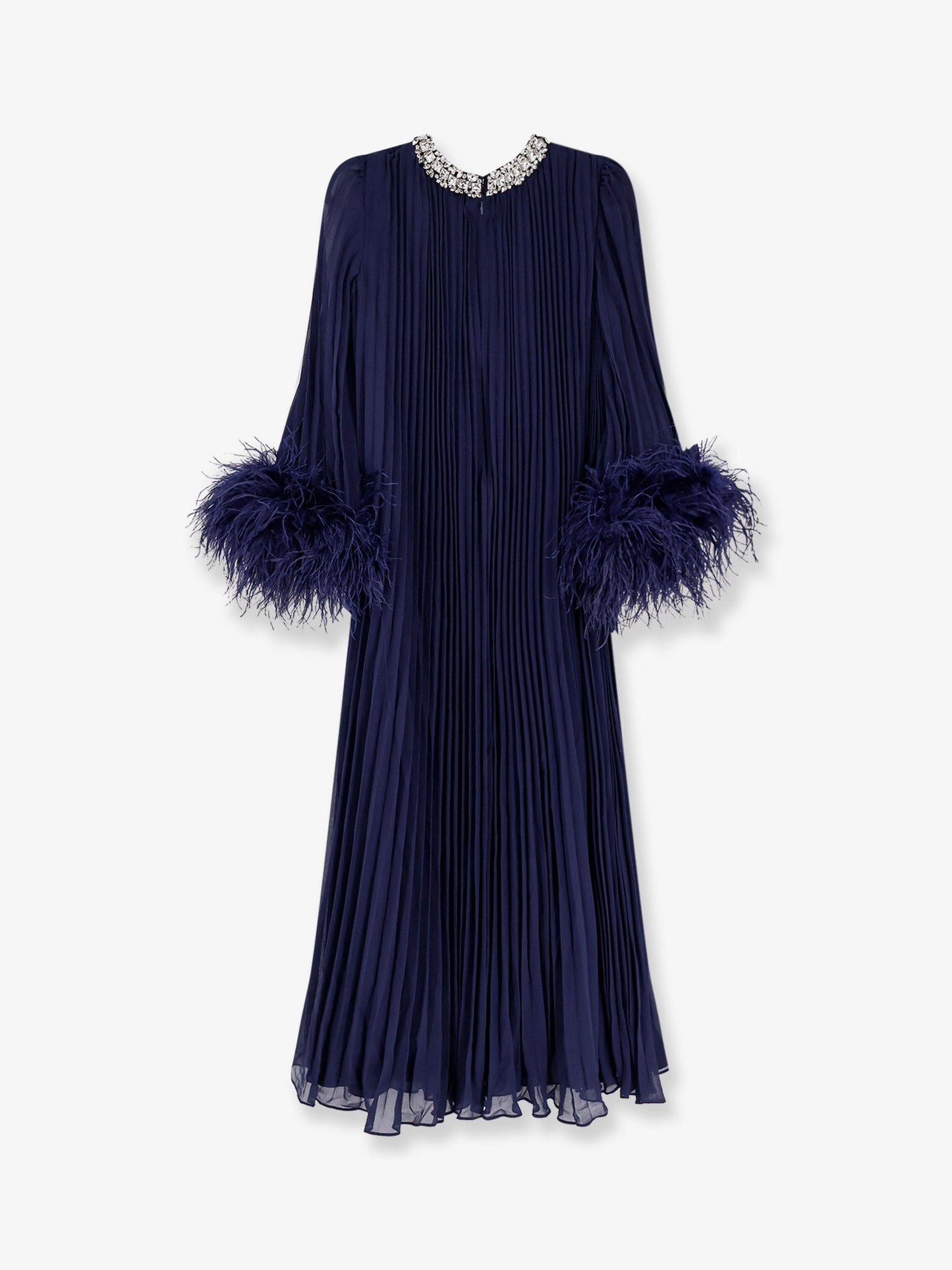 Self Portrait Women Chiffon Long Dress With Ostrich Feathers SELF-PORTRAIT
