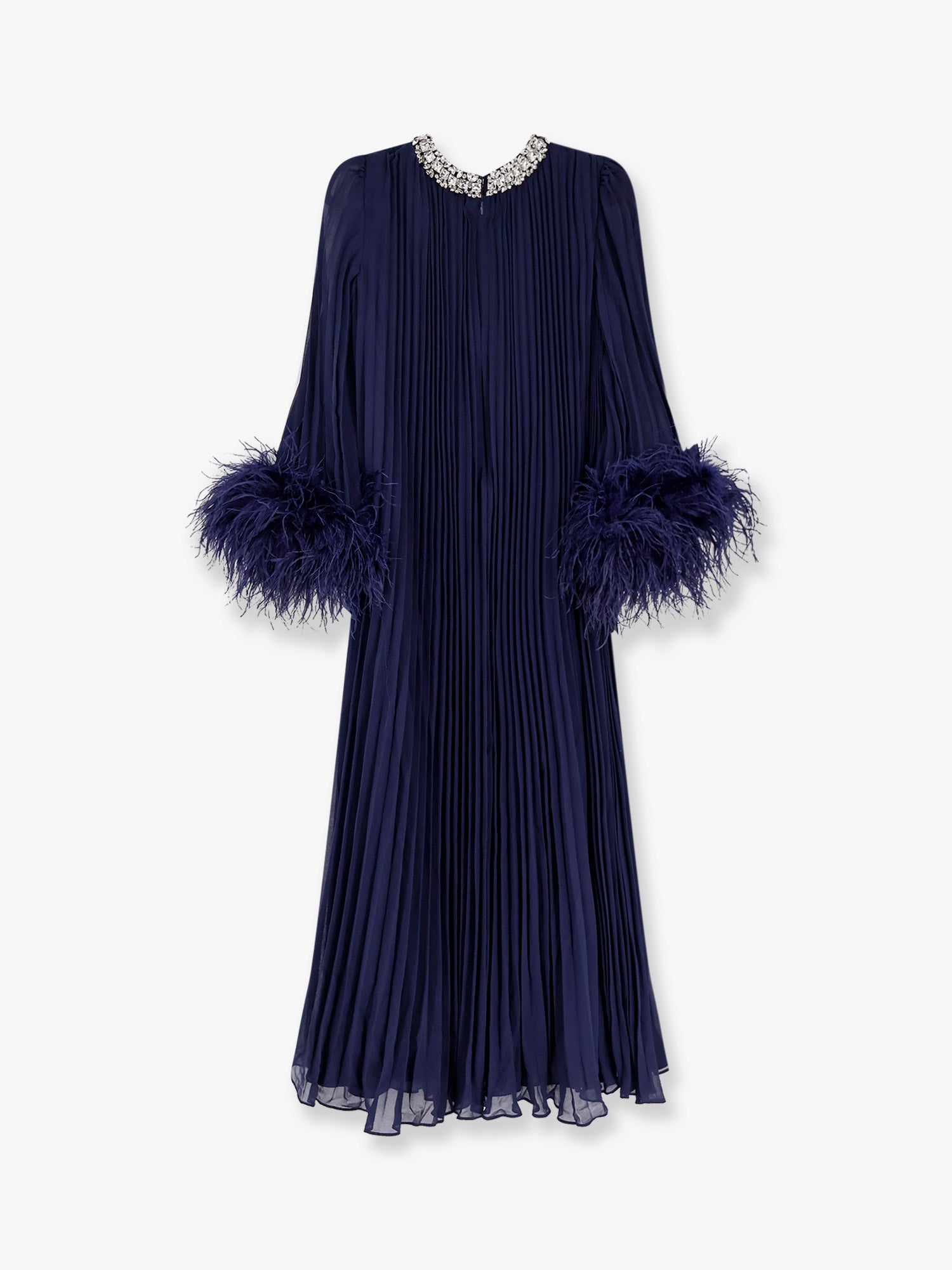 Self Portrait Women Chiffon Long Dress With Ostrich Feathers SELF-PORTRAIT