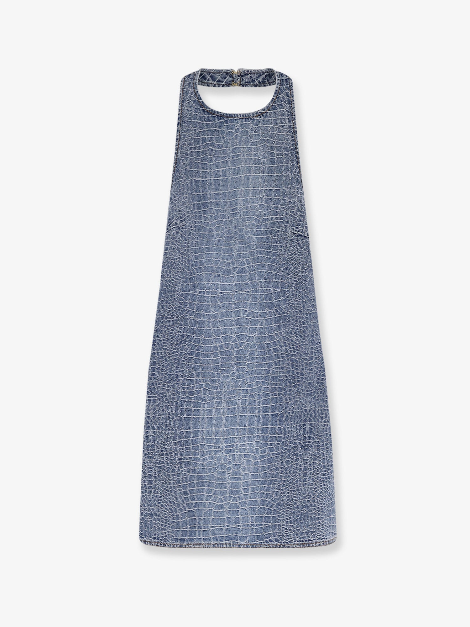 Self Portrait Women Rhinestone Croc Effect Denim Dress SELF-PORTRAIT
