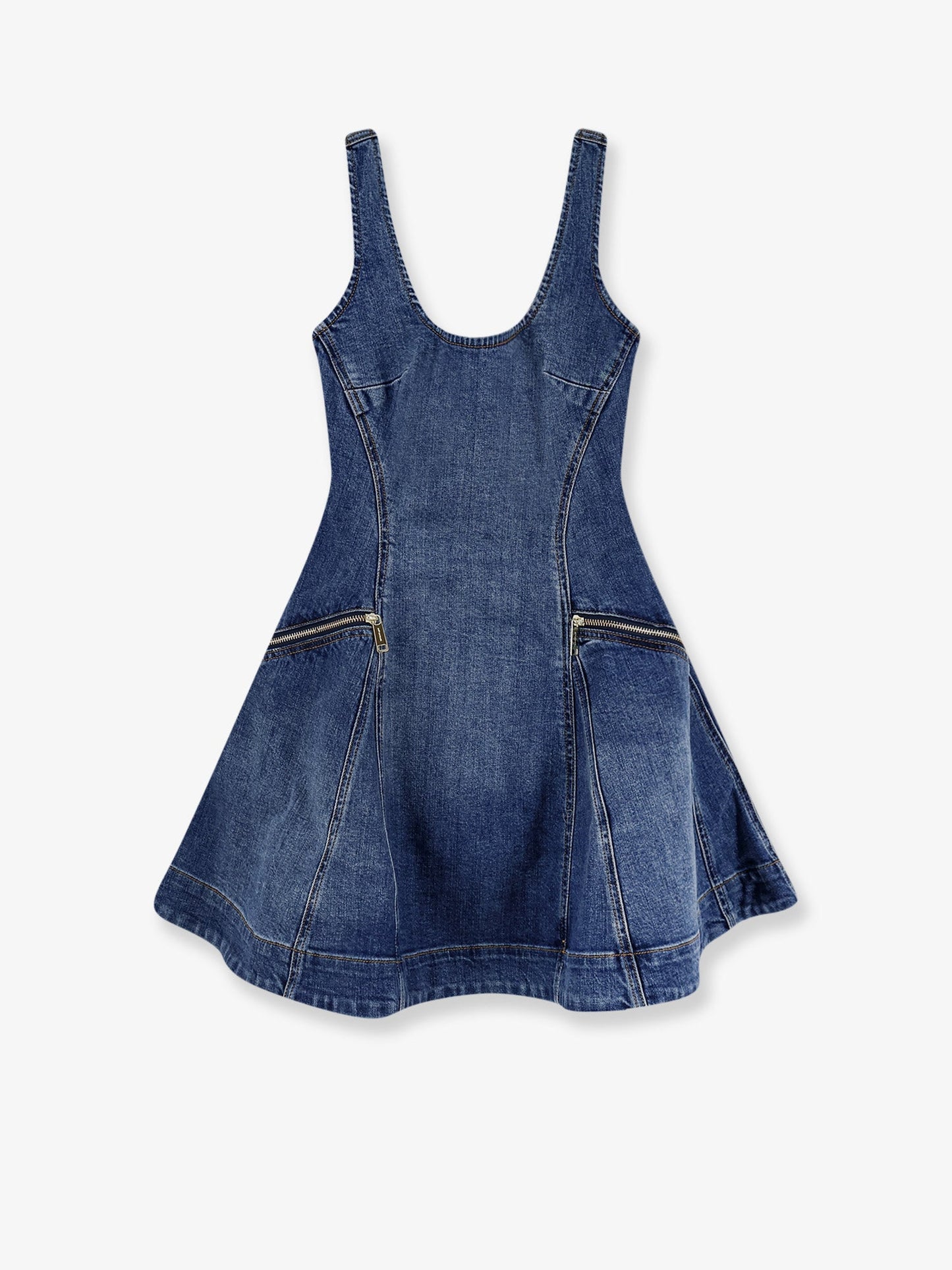 Self Portrait Women Flared Denim Mini Dress SELF-PORTRAIT