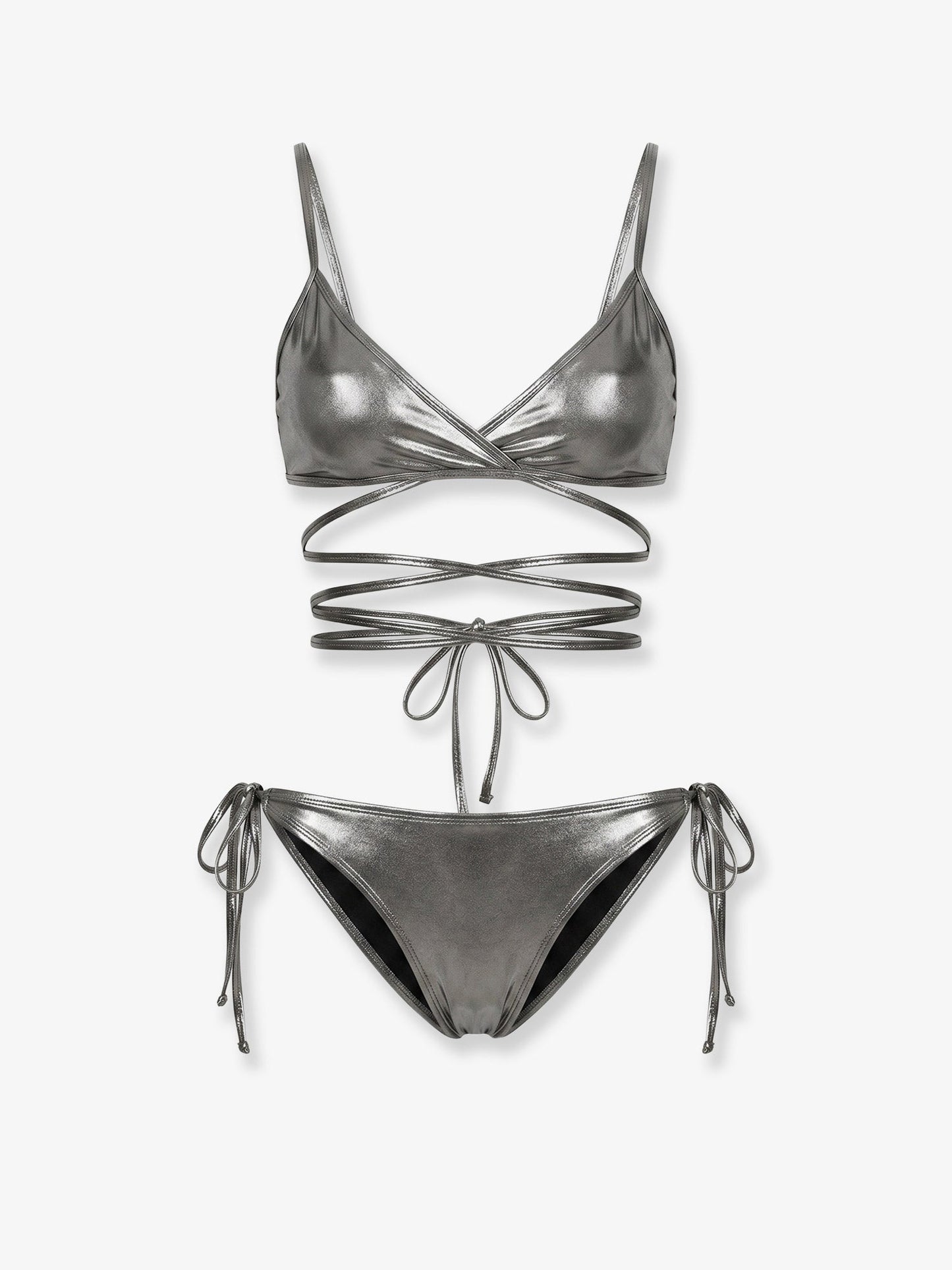 The Attico Women The Attico Il Primo Bagno Lycra Bikini With A Metallic Effect THE ATTICO