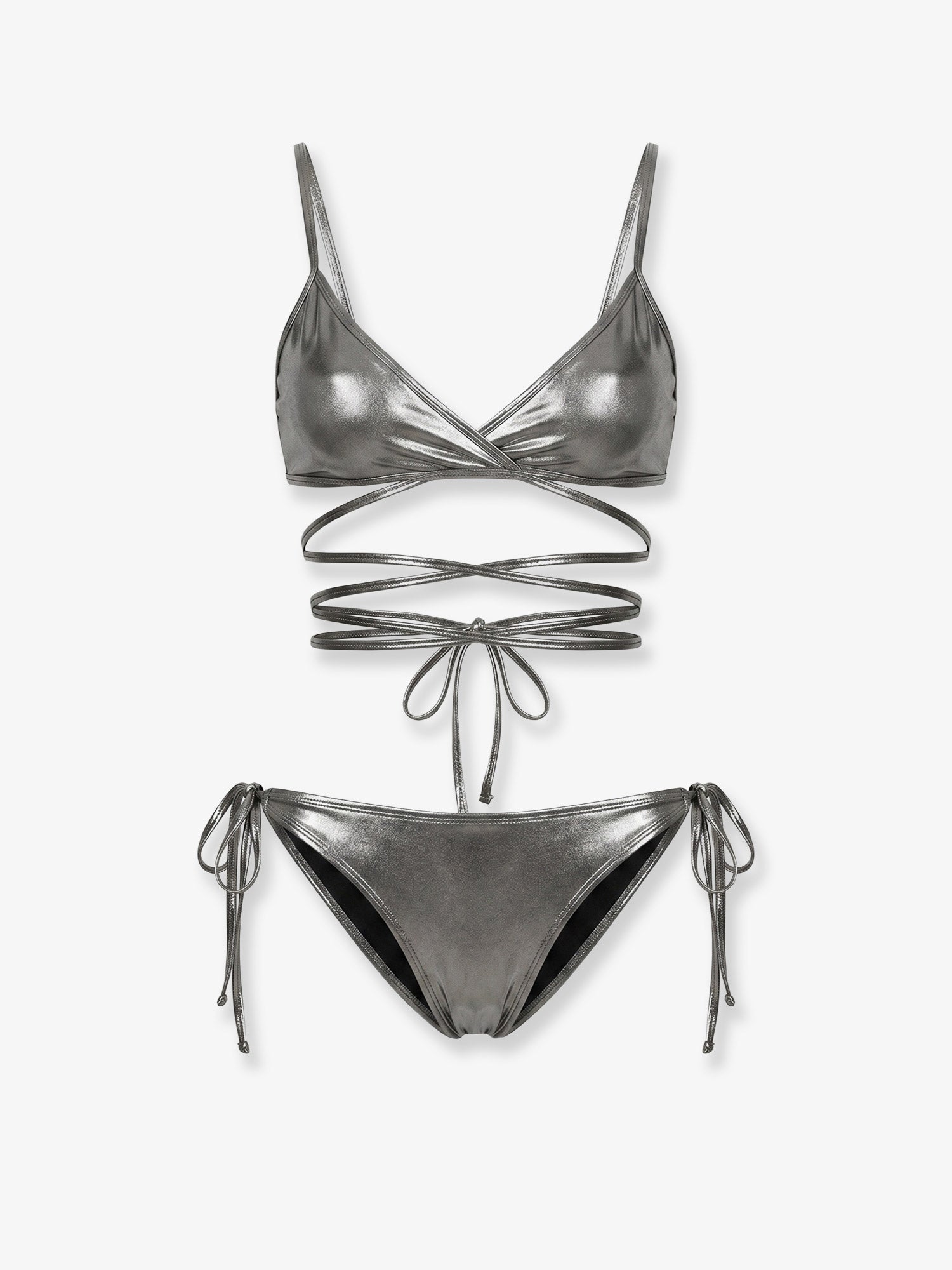 The Attico Women The Attico Il Primo Bagno Lycra Bikini With A Metallic Effect THE ATTICO