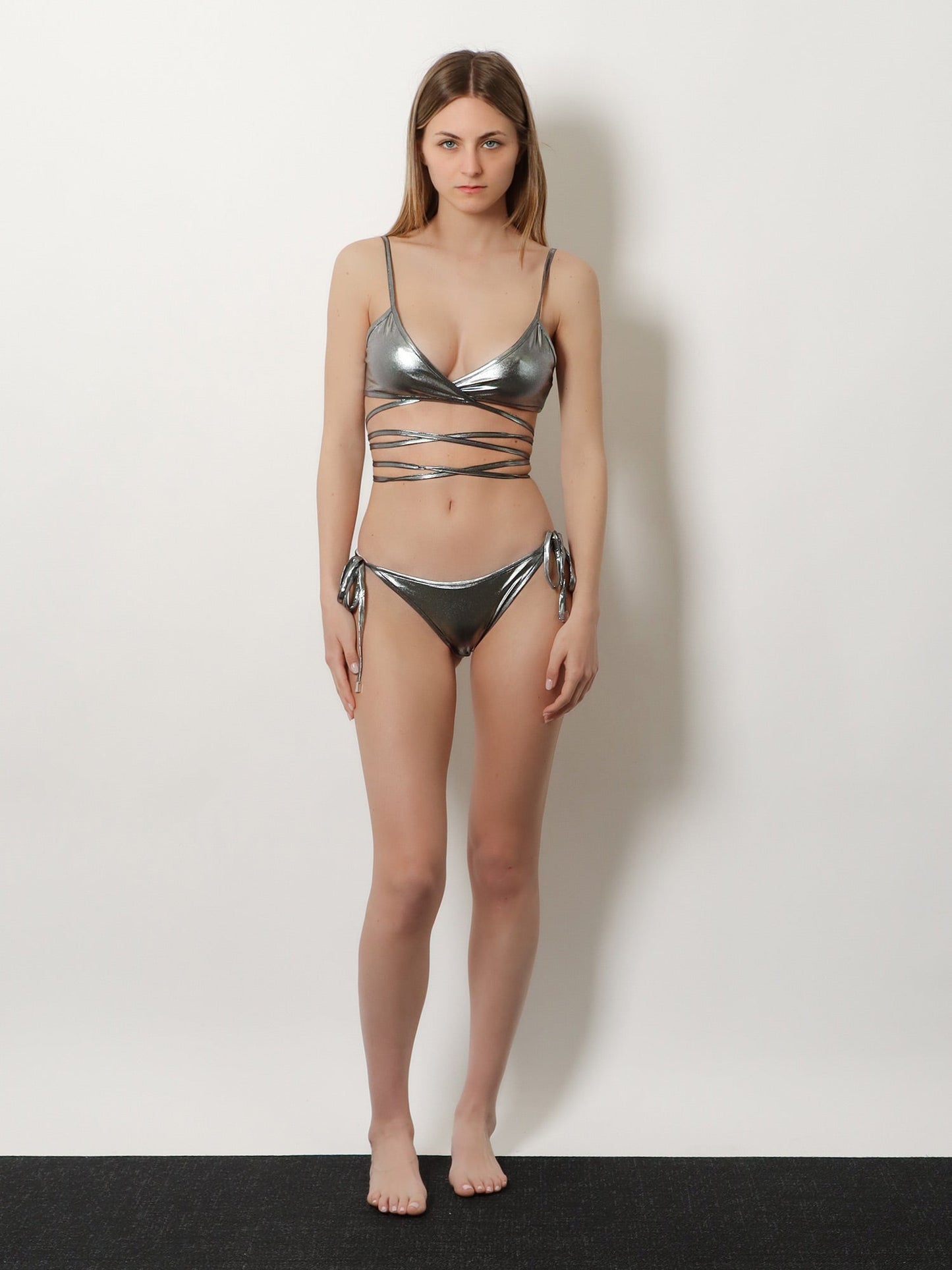 The Attico Women The Attico Il Primo Bagno Lycra Bikini With A Metallic Effect THE ATTICO