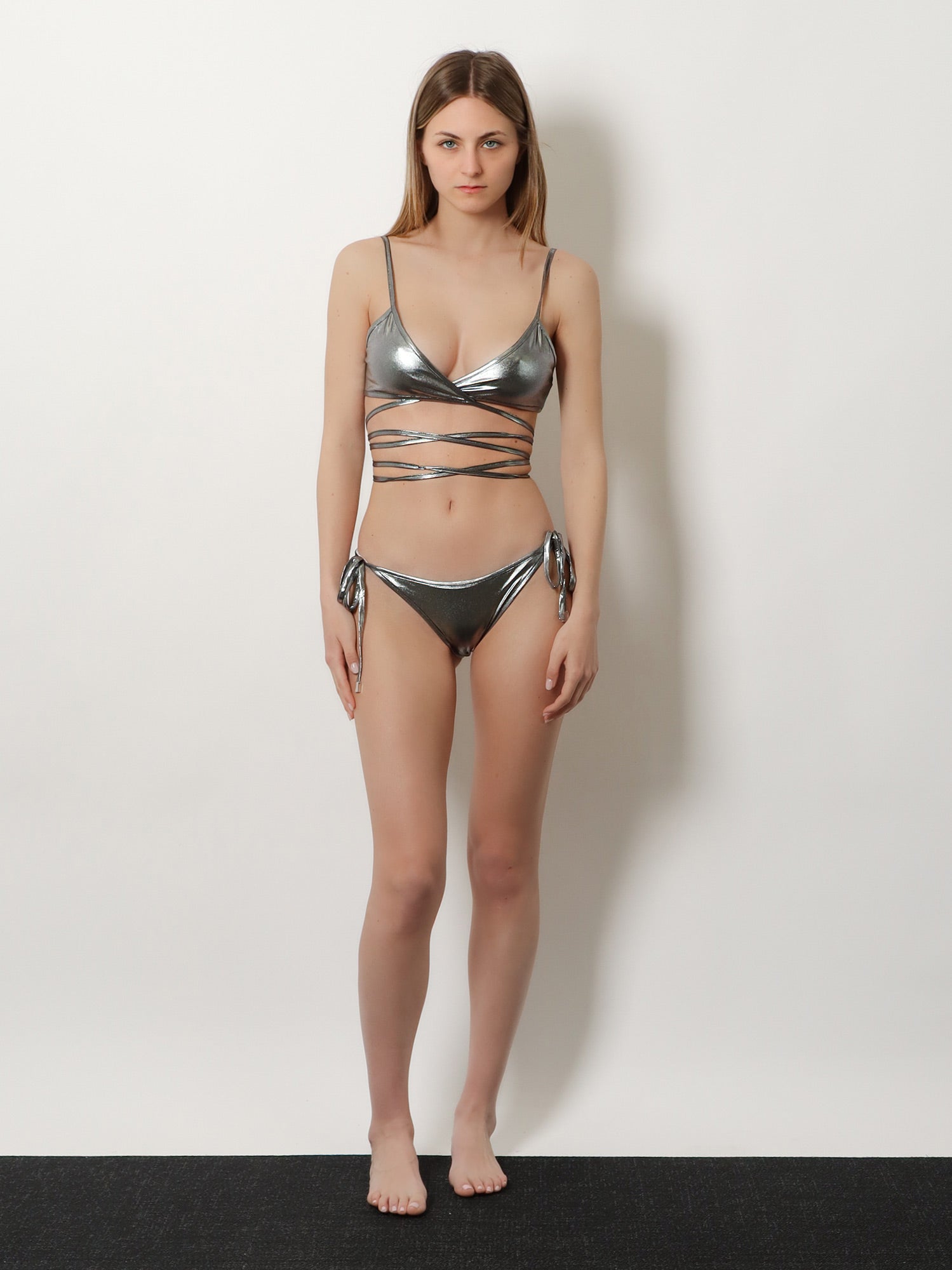 The Attico Women The Attico Il Primo Bagno Lycra Bikini With A Metallic Effect THE ATTICO