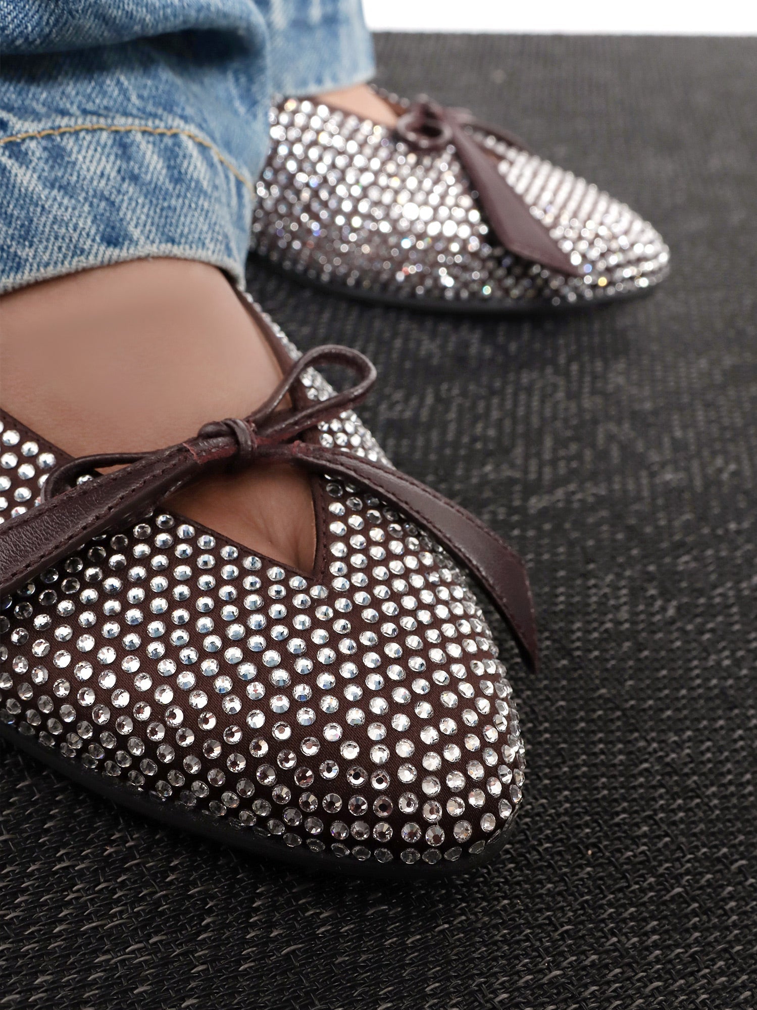 The Attico Women Kali Satin Ballerinas With All-Over Rhinestone Detail THE ATTICO