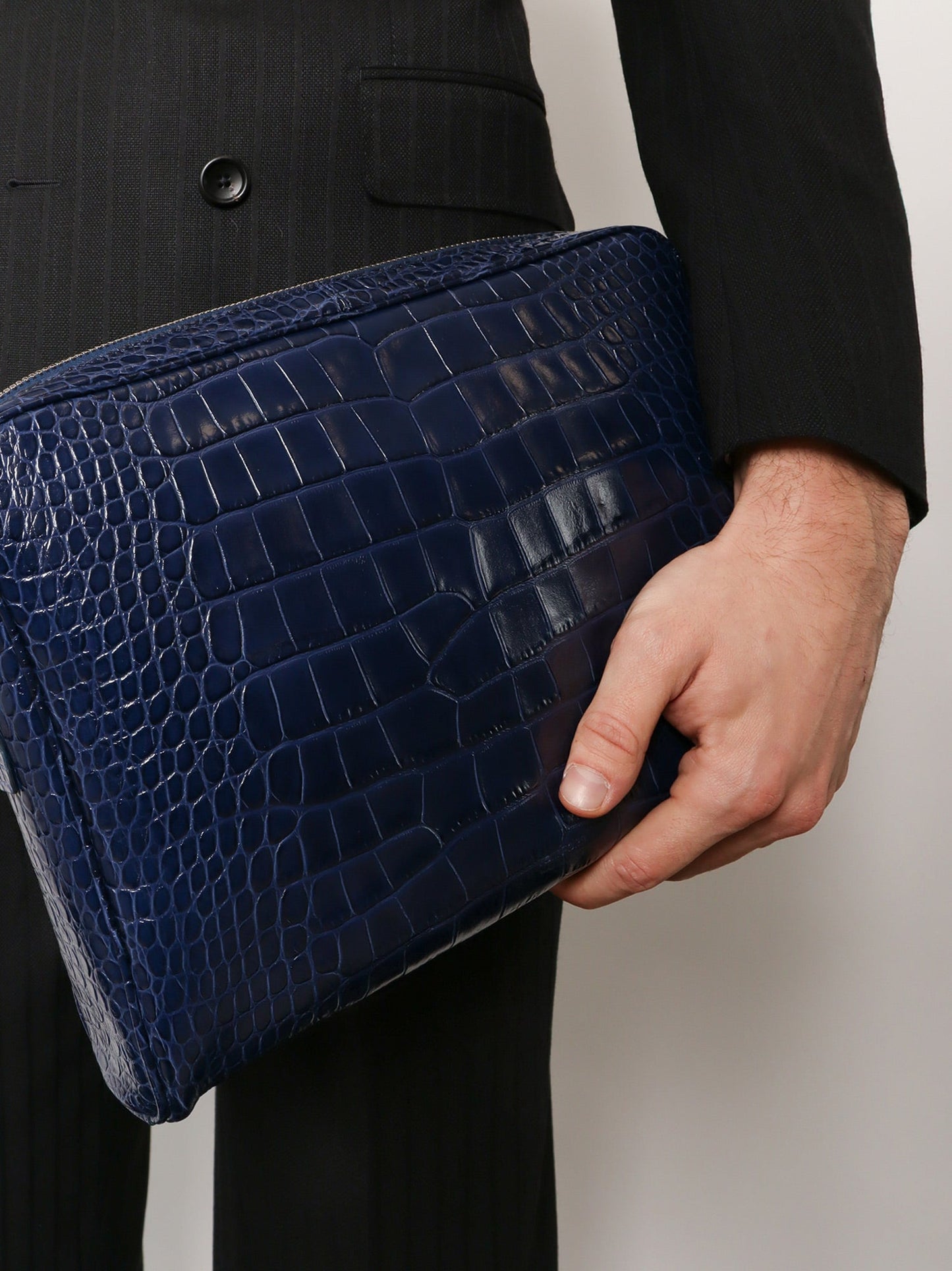 Tom Ford Men Croco Print Leather Laptop Pouch TOM FORD