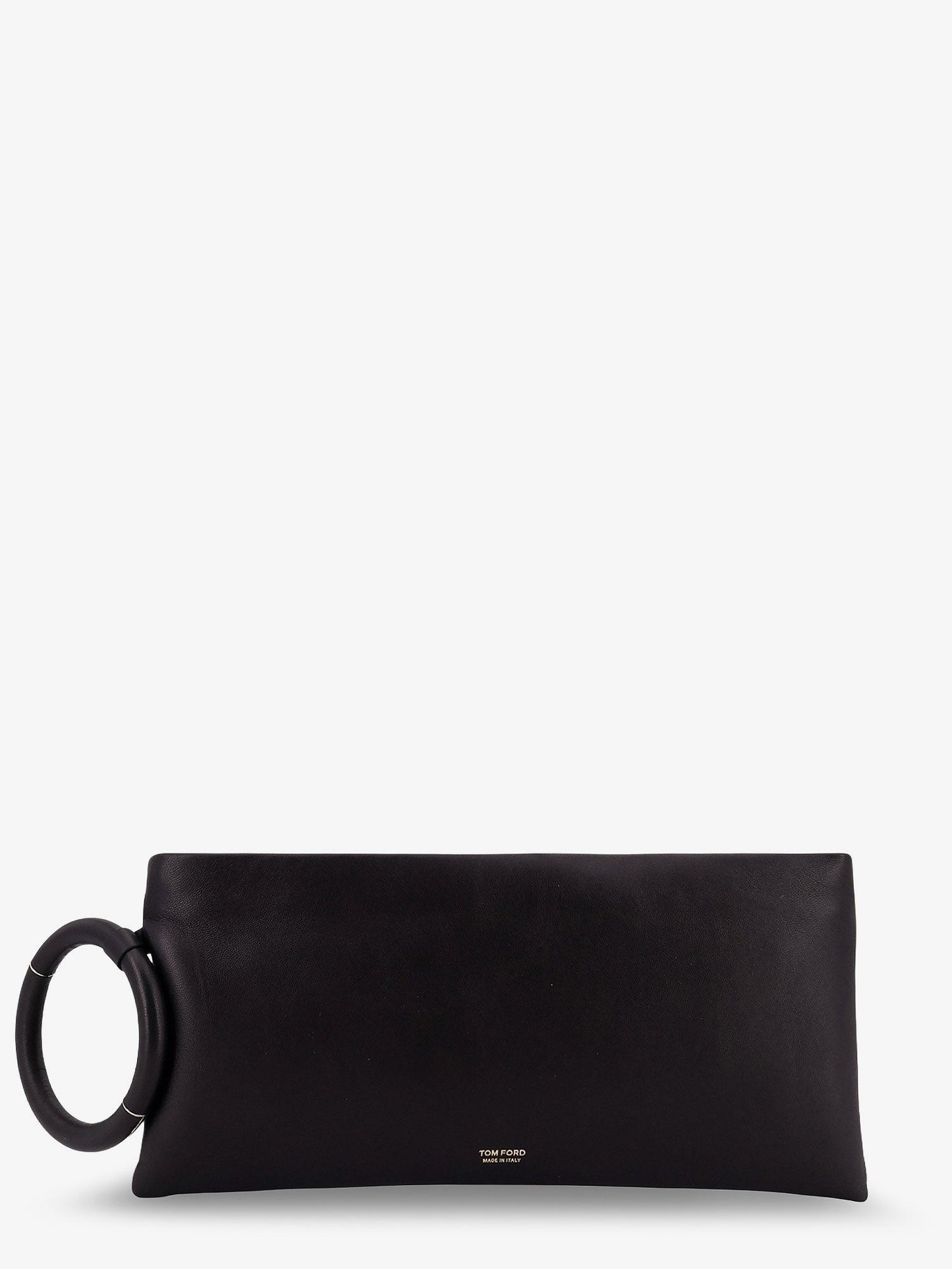 Tom Ford Women Aura Leather Clutch Bag With Lettering Logo On The Front TOM FORD