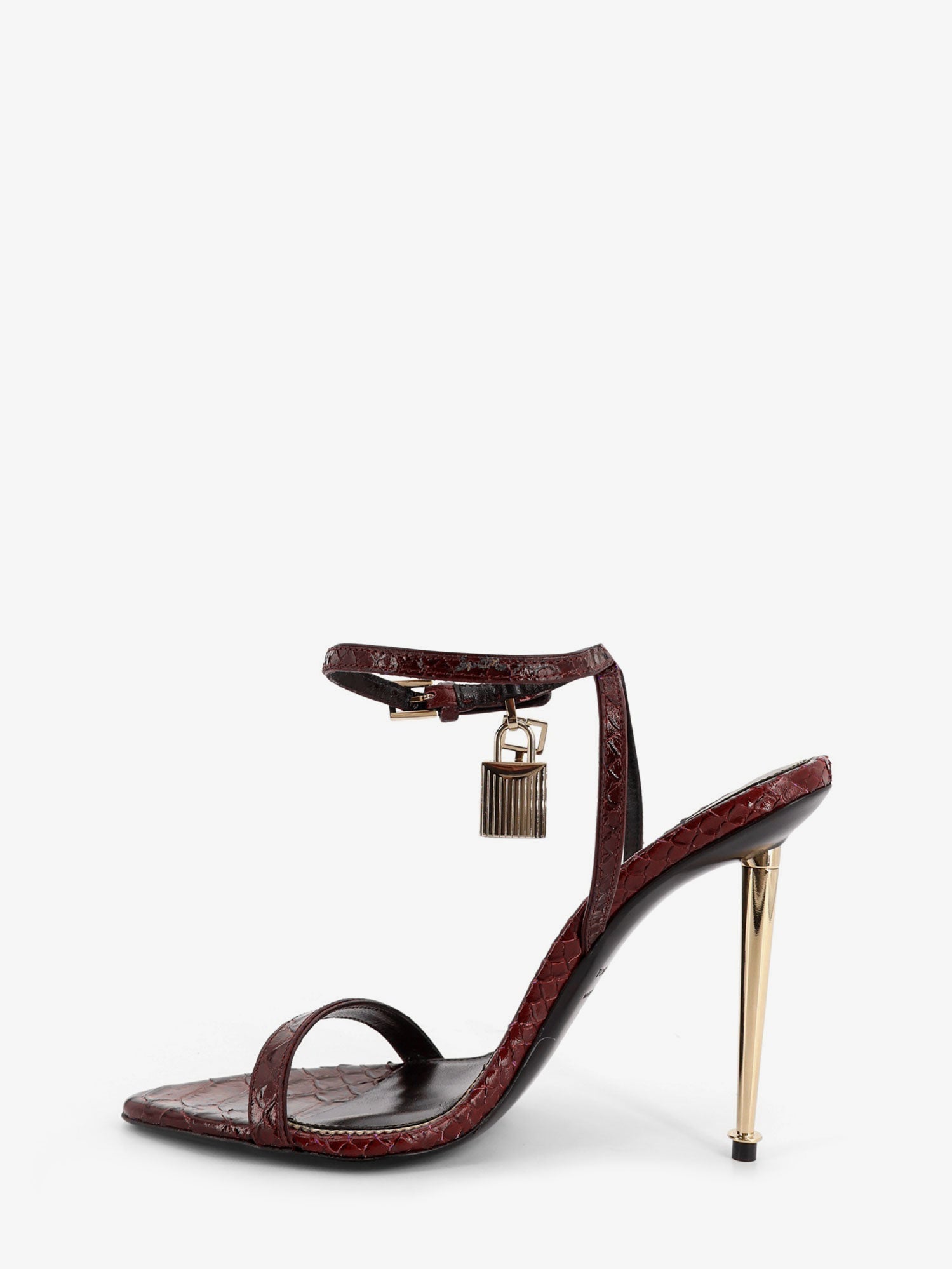 Tom Ford Women Laminated Leather Sandals With Iconic Padlock TOM FORD