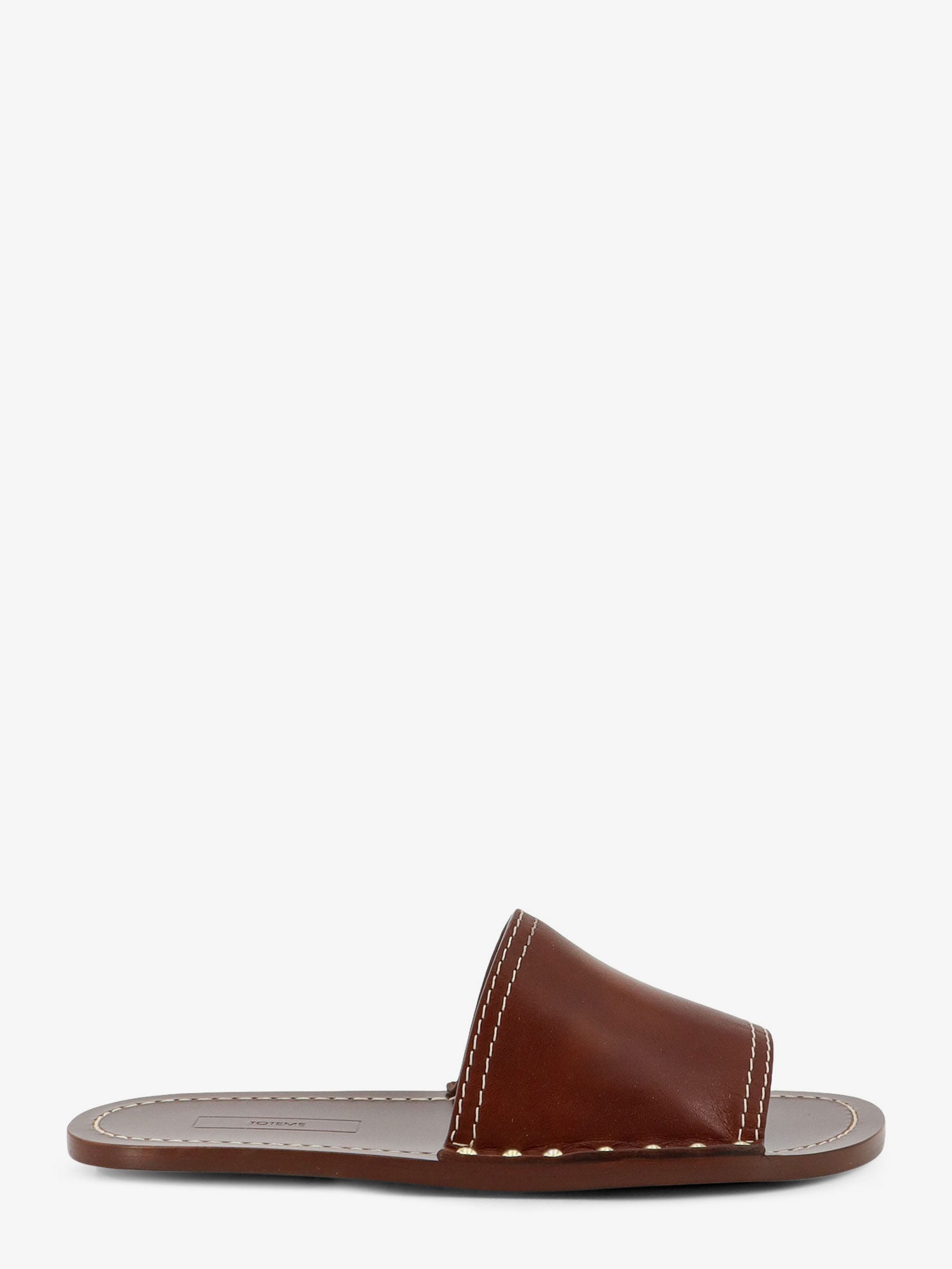 Toteme Women Low Leather Sandals With Metal Studs On The Sides TOTEME