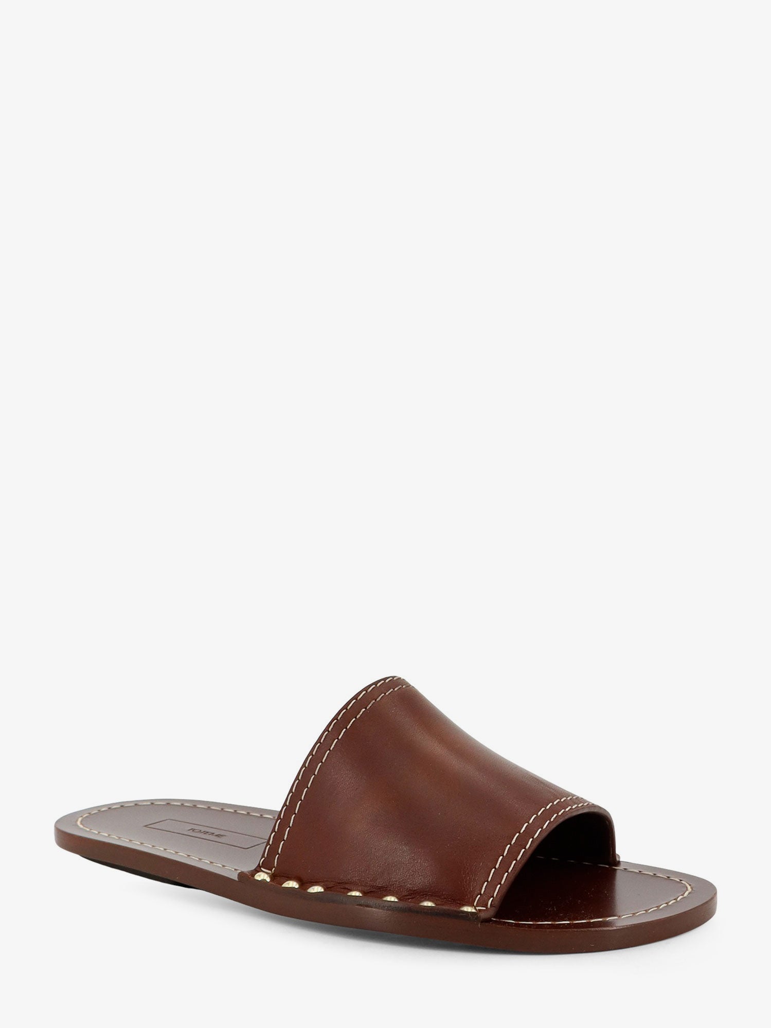 Toteme Women Low Leather Sandals With Metal Studs On The Sides TOTEME