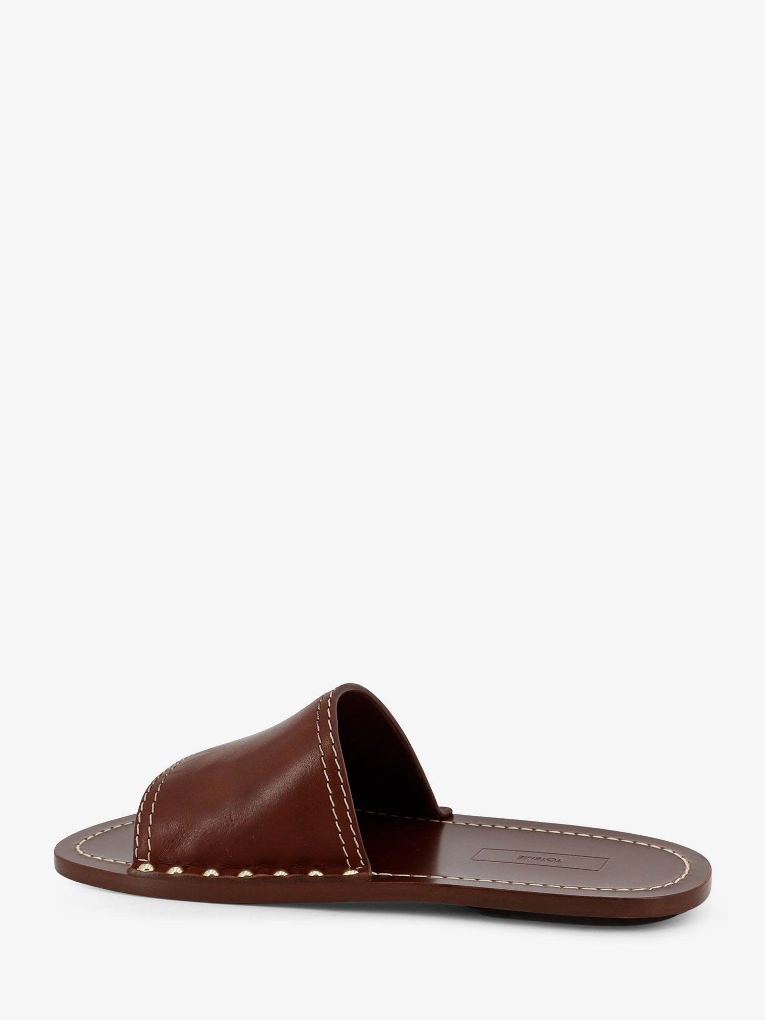 Toteme Women Low Leather Sandals With Metal Studs On The Sides TOTEME