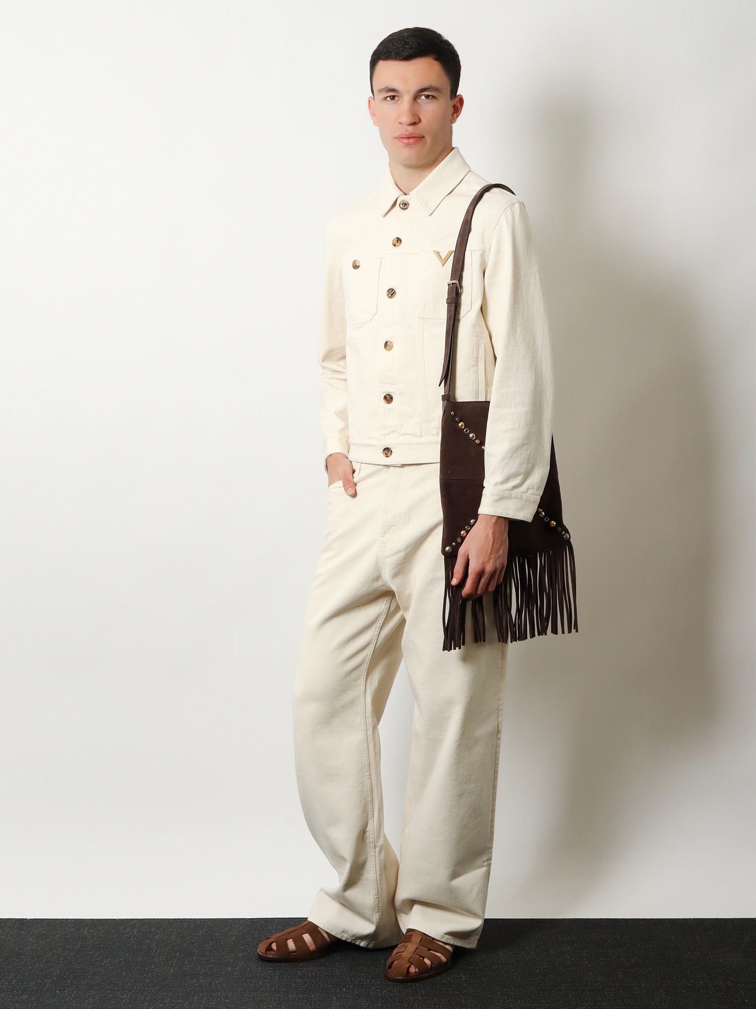 Valentino Men White Denim Jacket VALENTINO