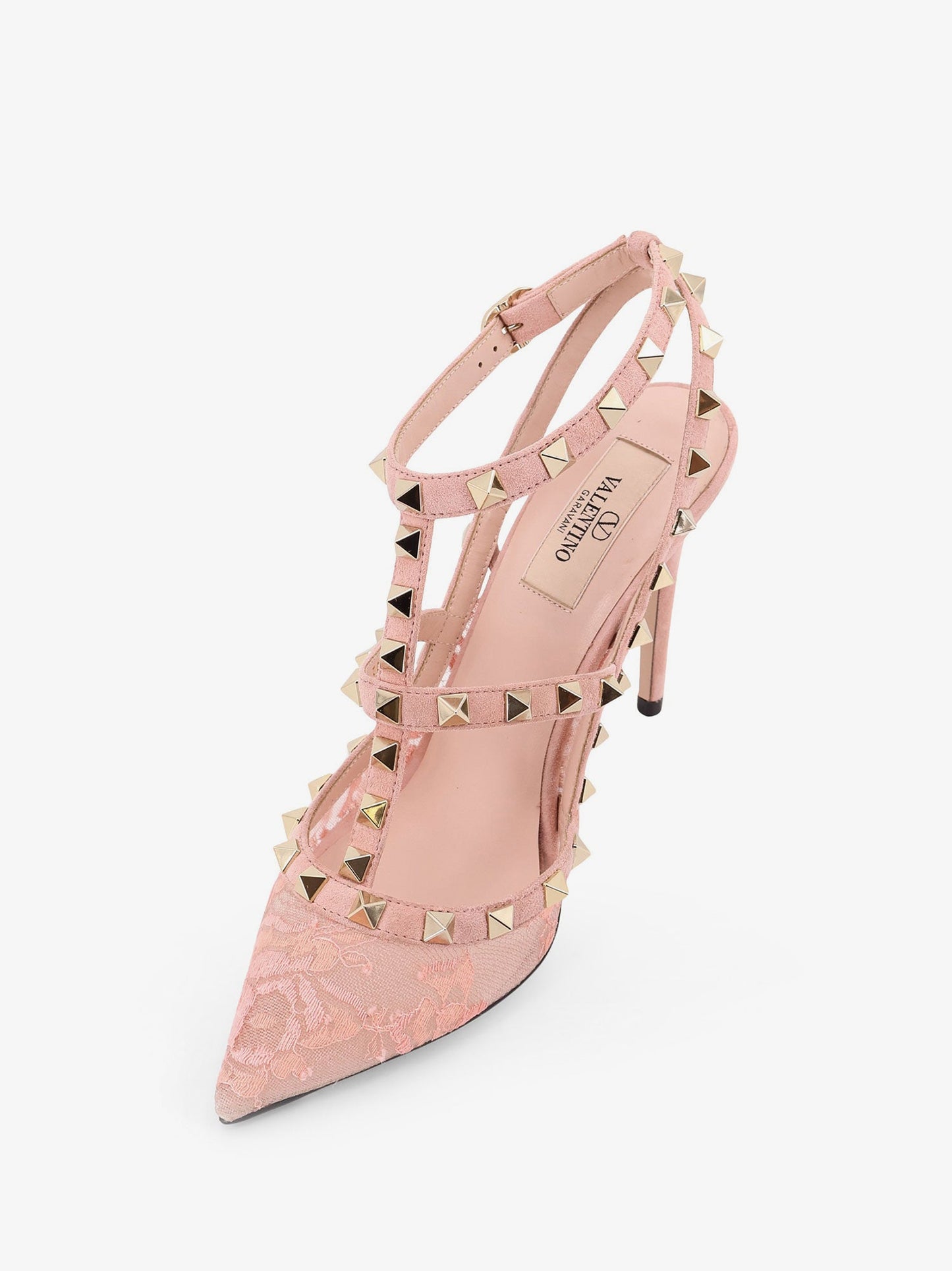 Valentino Garavani Women Rockstud Suede And Lace Pumps VALENTINO GARAVANI