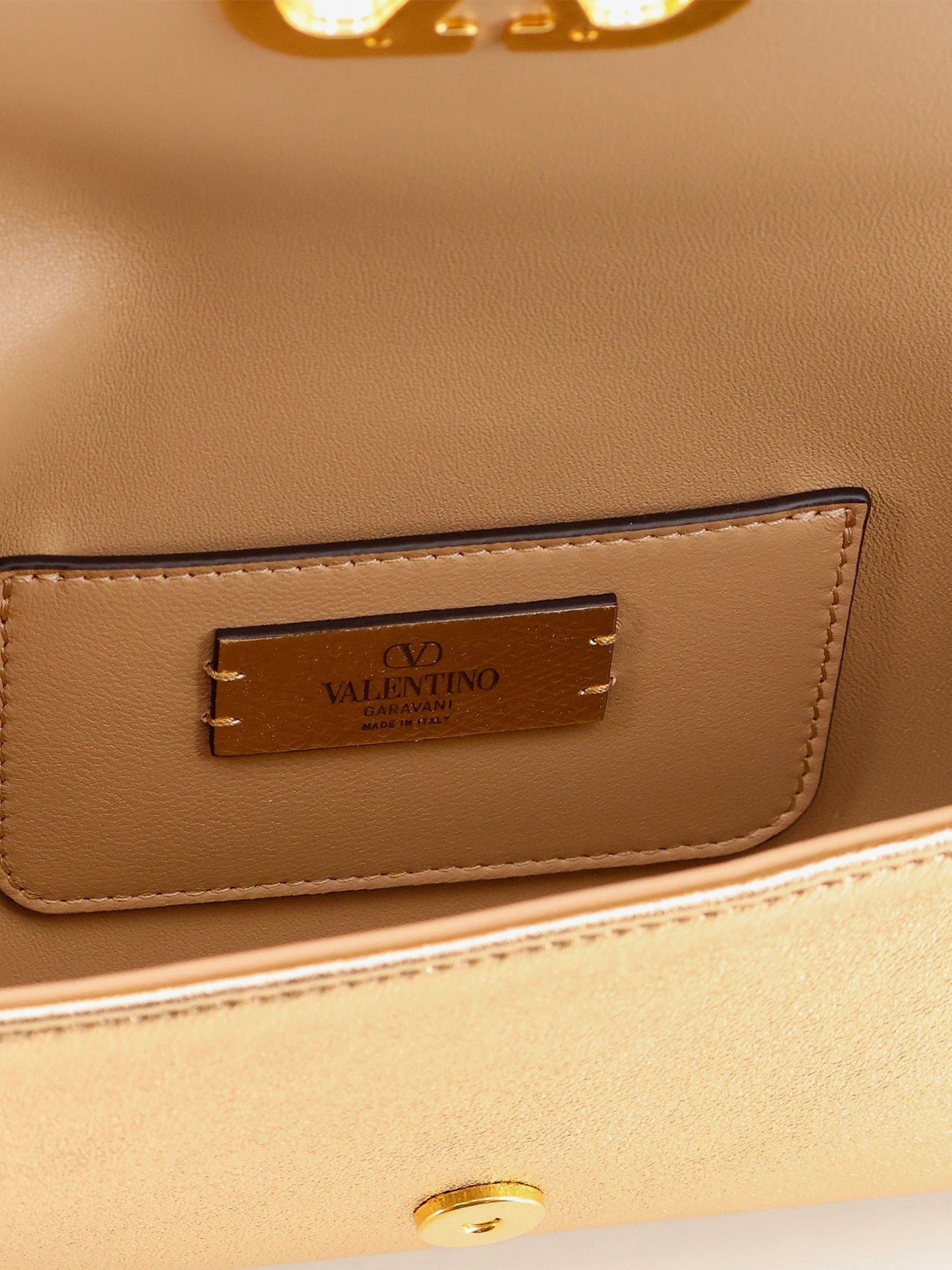 Valentino Garavani Women Devain Laminated Leather Shoulder Bag VALENTINO GARAVANI