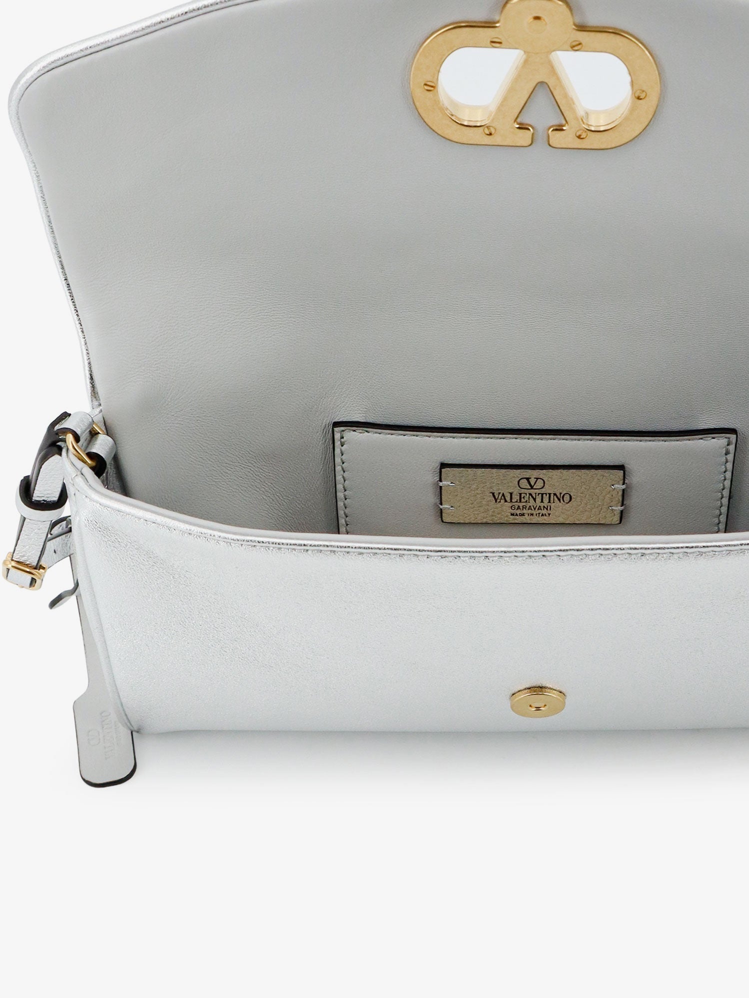 Valentino Garavani Women Devain Laminated Leather Shoulder Bag VALENTINO GARAVANI