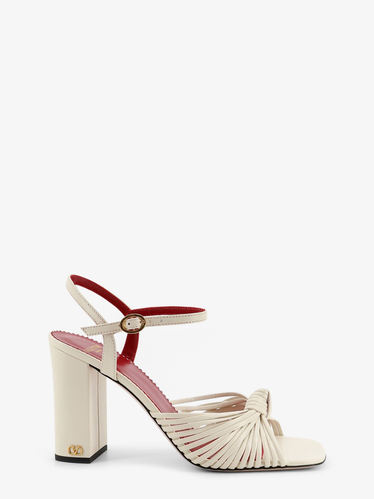 Valentino Garavani Women Vg Annet Leather Sandals With Metal Vlogo VALENTINO GARAVANI