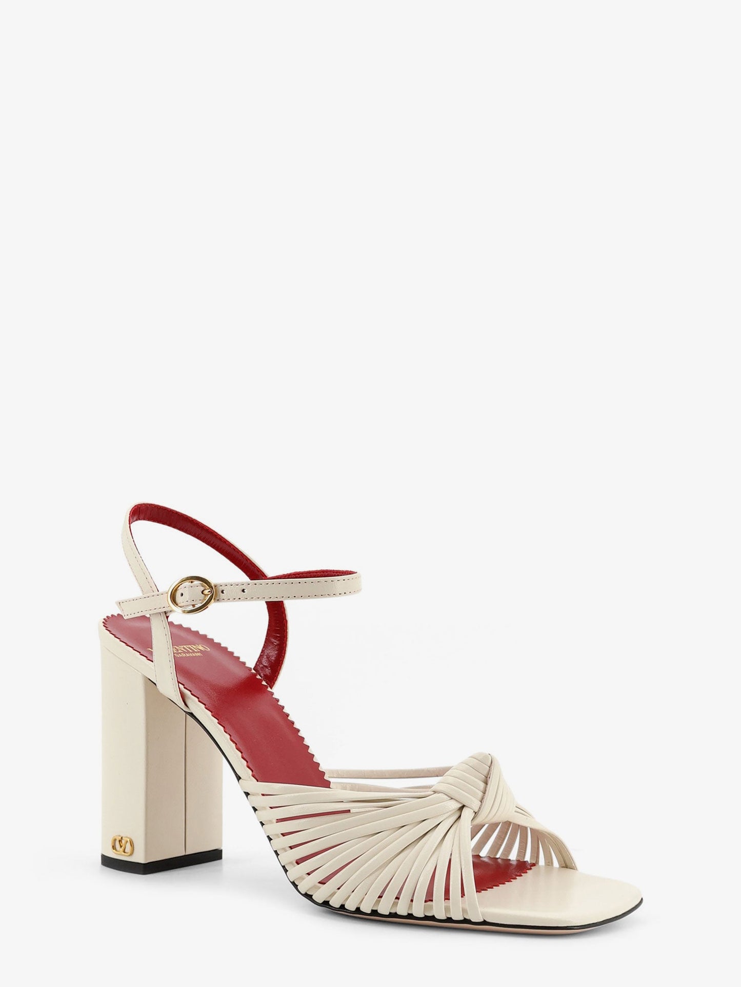 Valentino Garavani Women Vg Annet Leather Sandals With Metal Vlogo VALENTINO GARAVANI