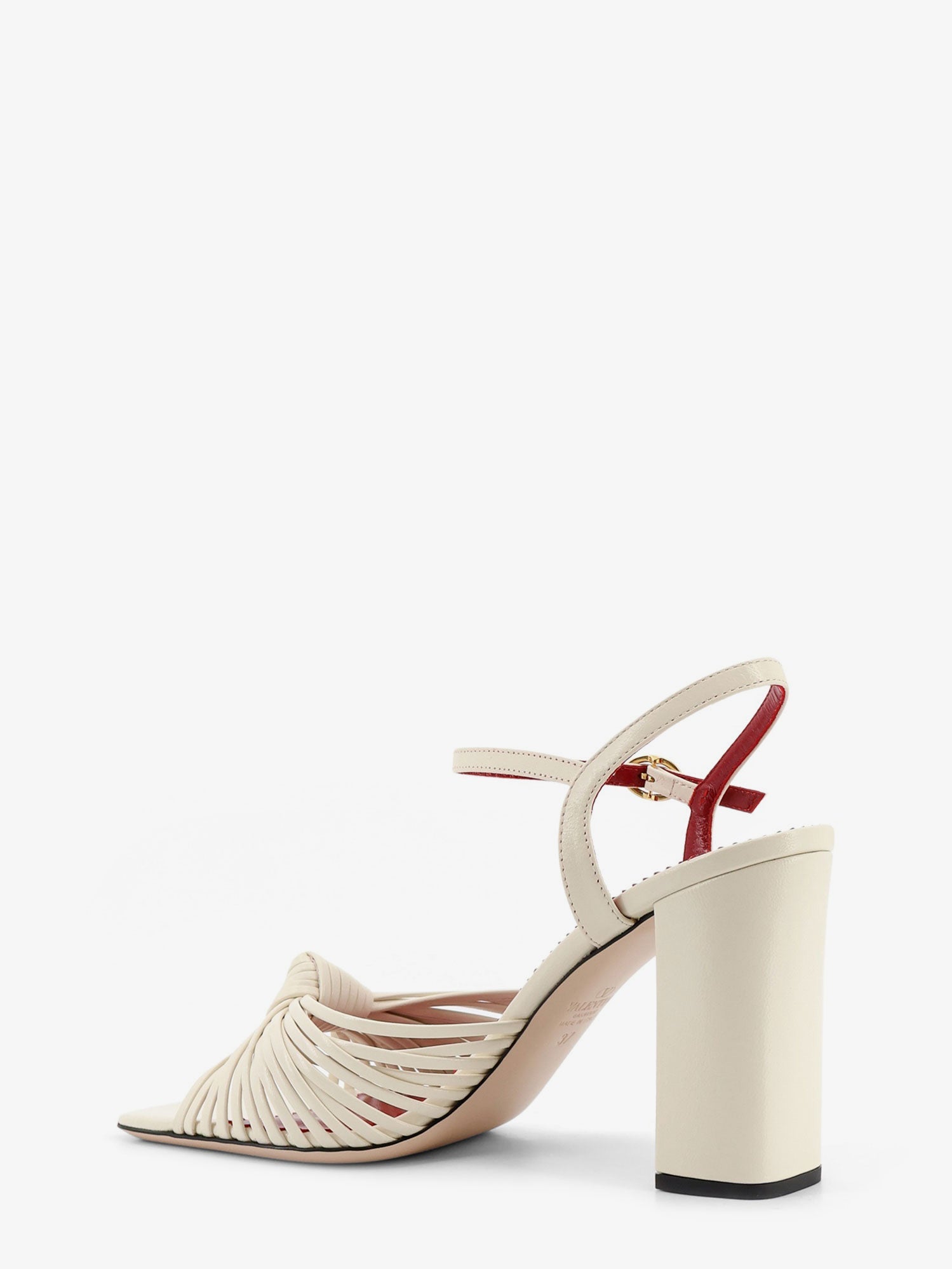 Valentino Garavani Women Vg Annet Leather Sandals With Metal Vlogo VALENTINO GARAVANI