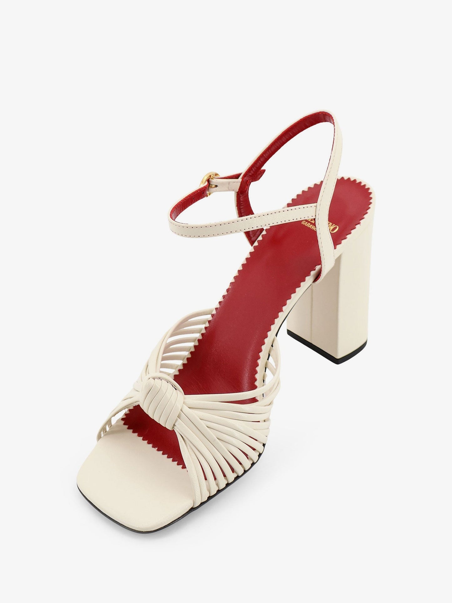 Valentino Garavani Women Vg Annet Leather Sandals With Metal Vlogo VALENTINO GARAVANI