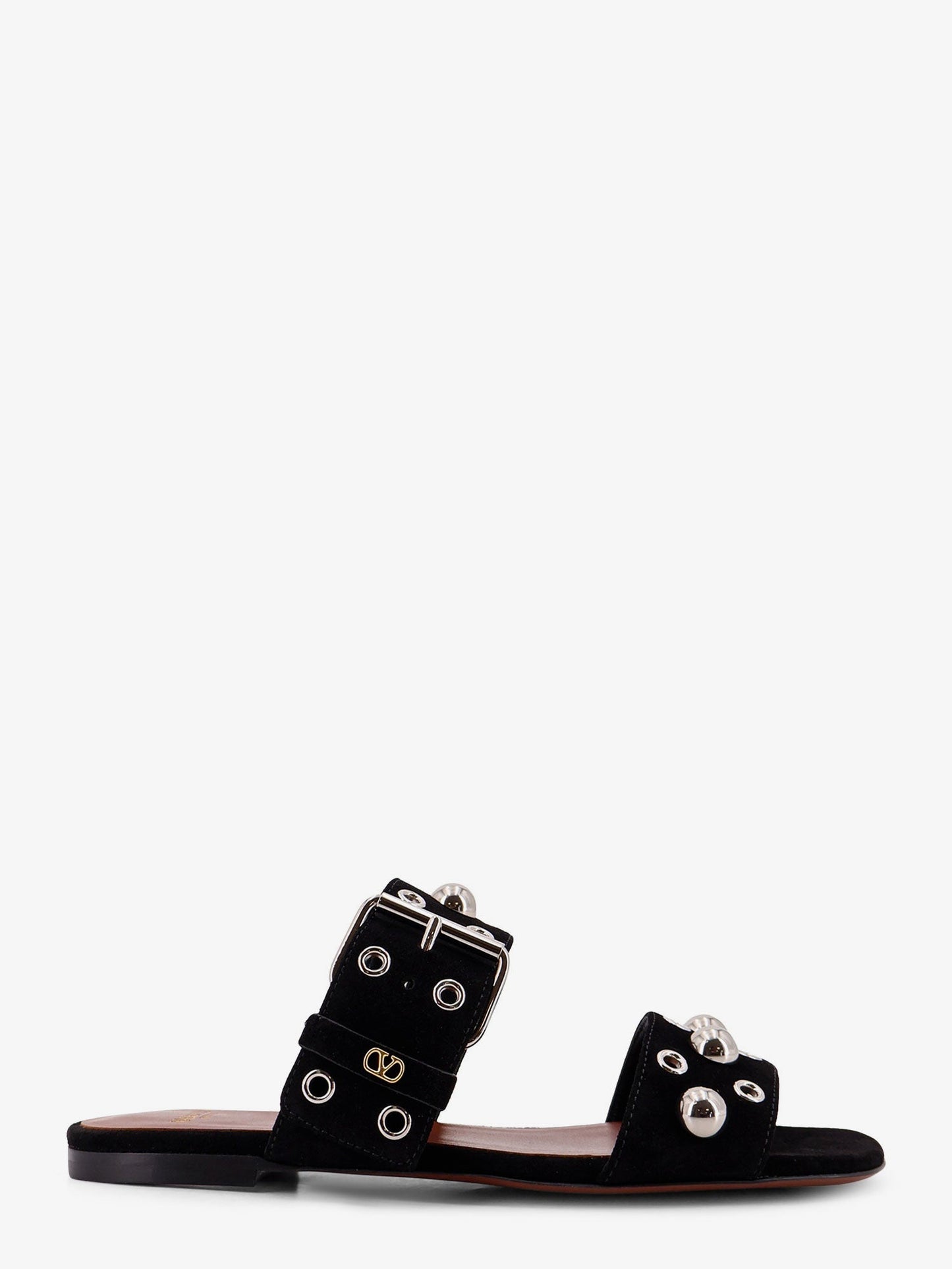 Valentino Garavani Women Suede Sandals With Side Metal Vlogo VALENTINO GARAVANI