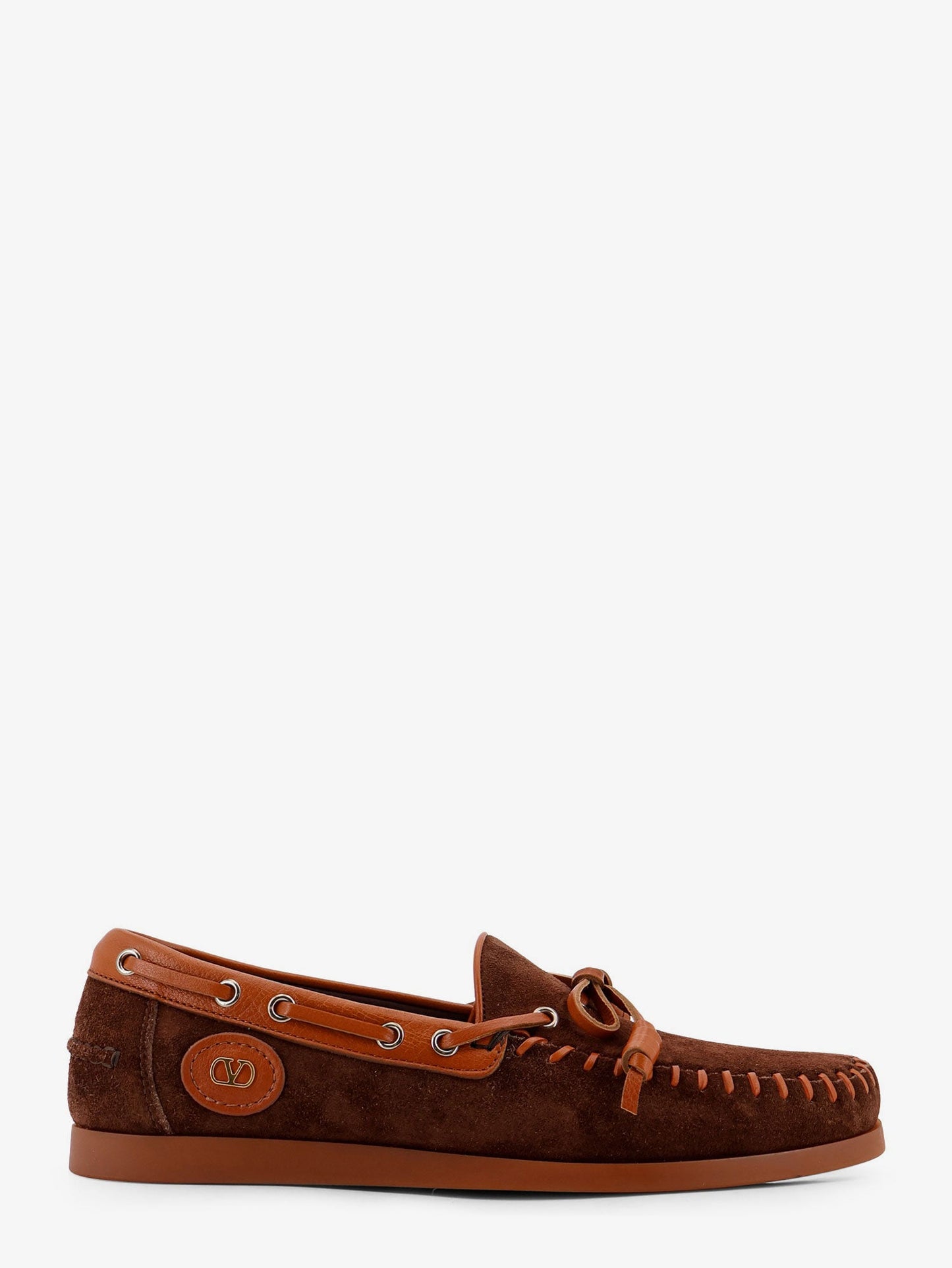 Valentino Garavani Men Palm Avenue Leather And Suede Boat Shoe VALENTINO GARAVANI