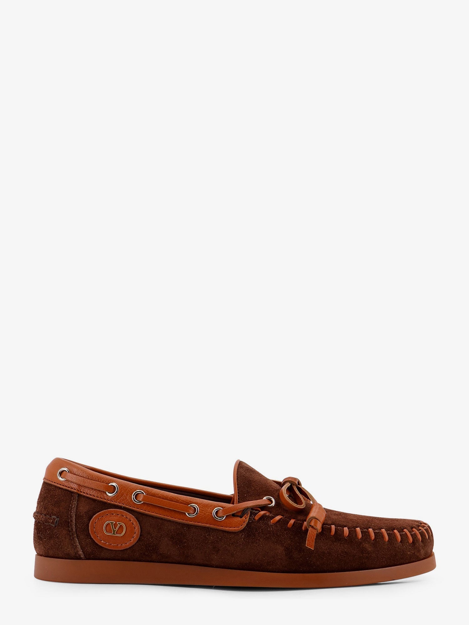 Valentino Garavani Men Palm Avenue Leather And Suede Boat Shoe VALENTINO GARAVANI