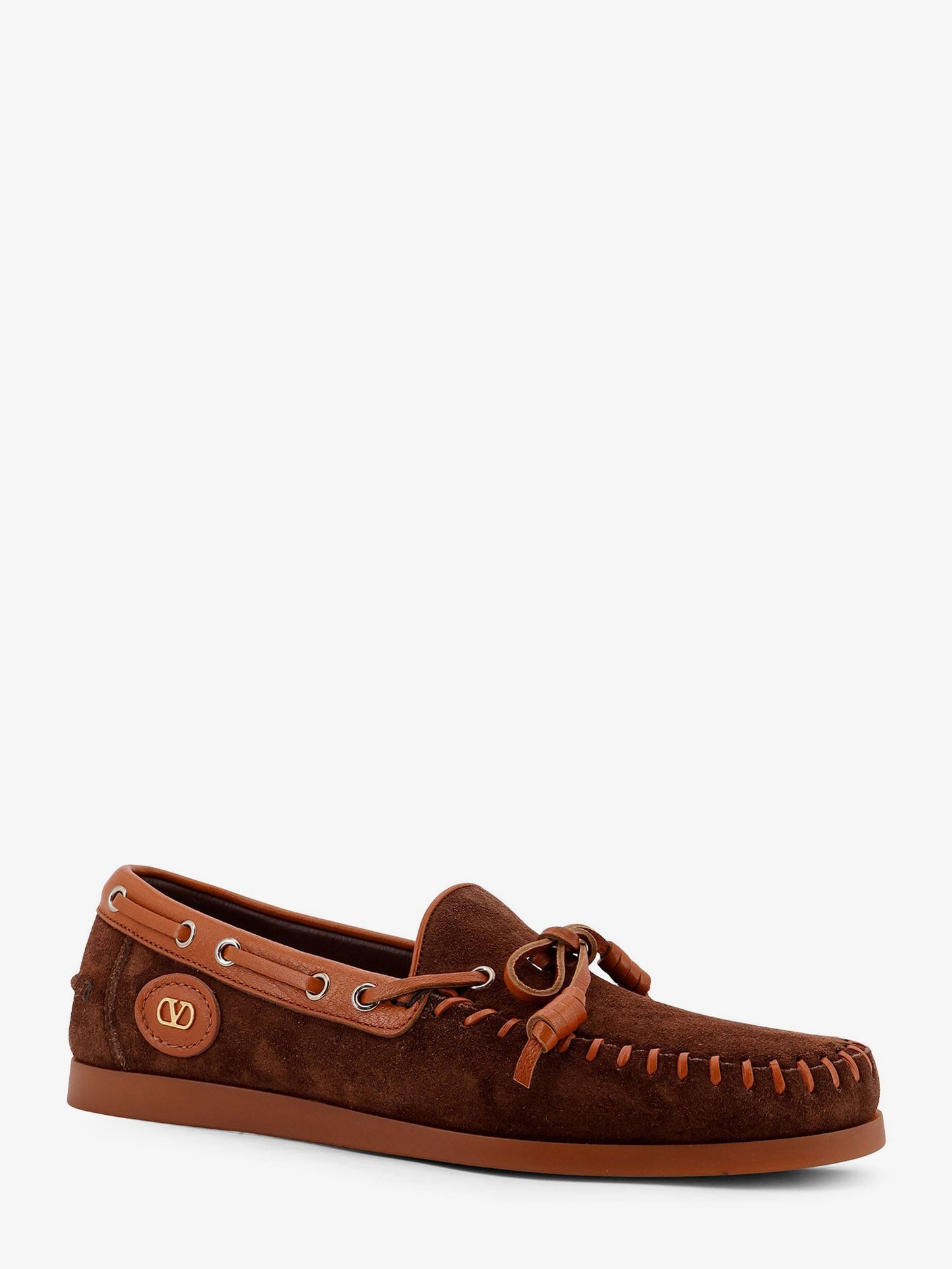 Valentino Garavani Men Palm Avenue Leather And Suede Boat Shoe VALENTINO GARAVANI