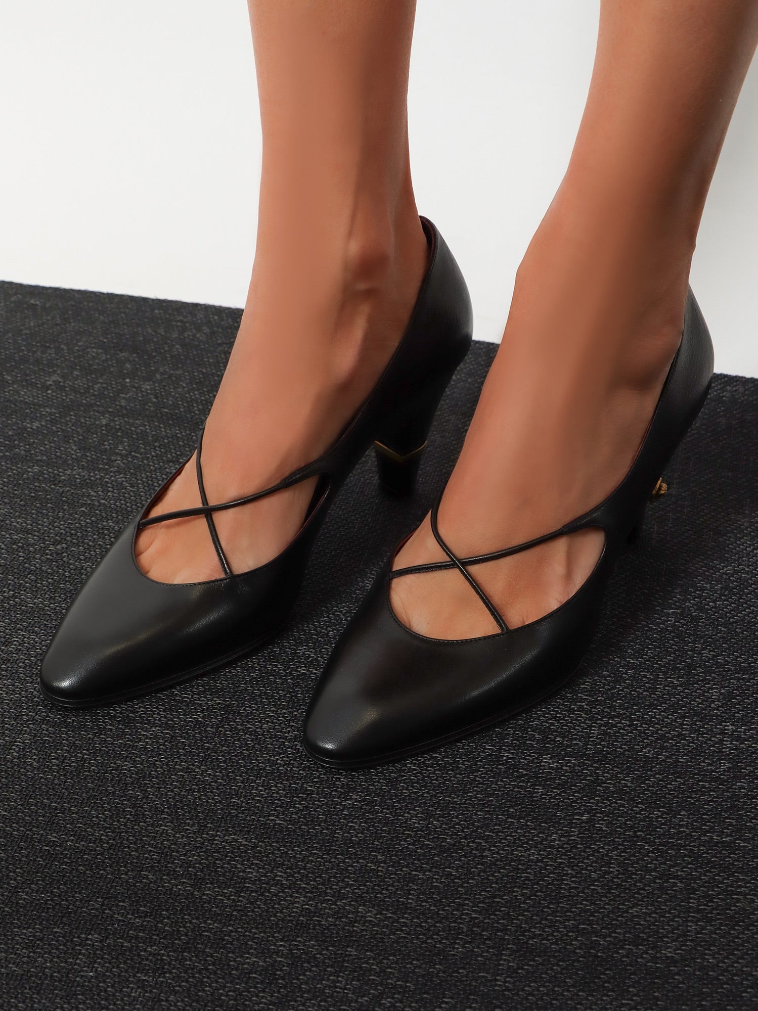 Versace Women Criss-Cross Medallion Leather Pumps VERSACE