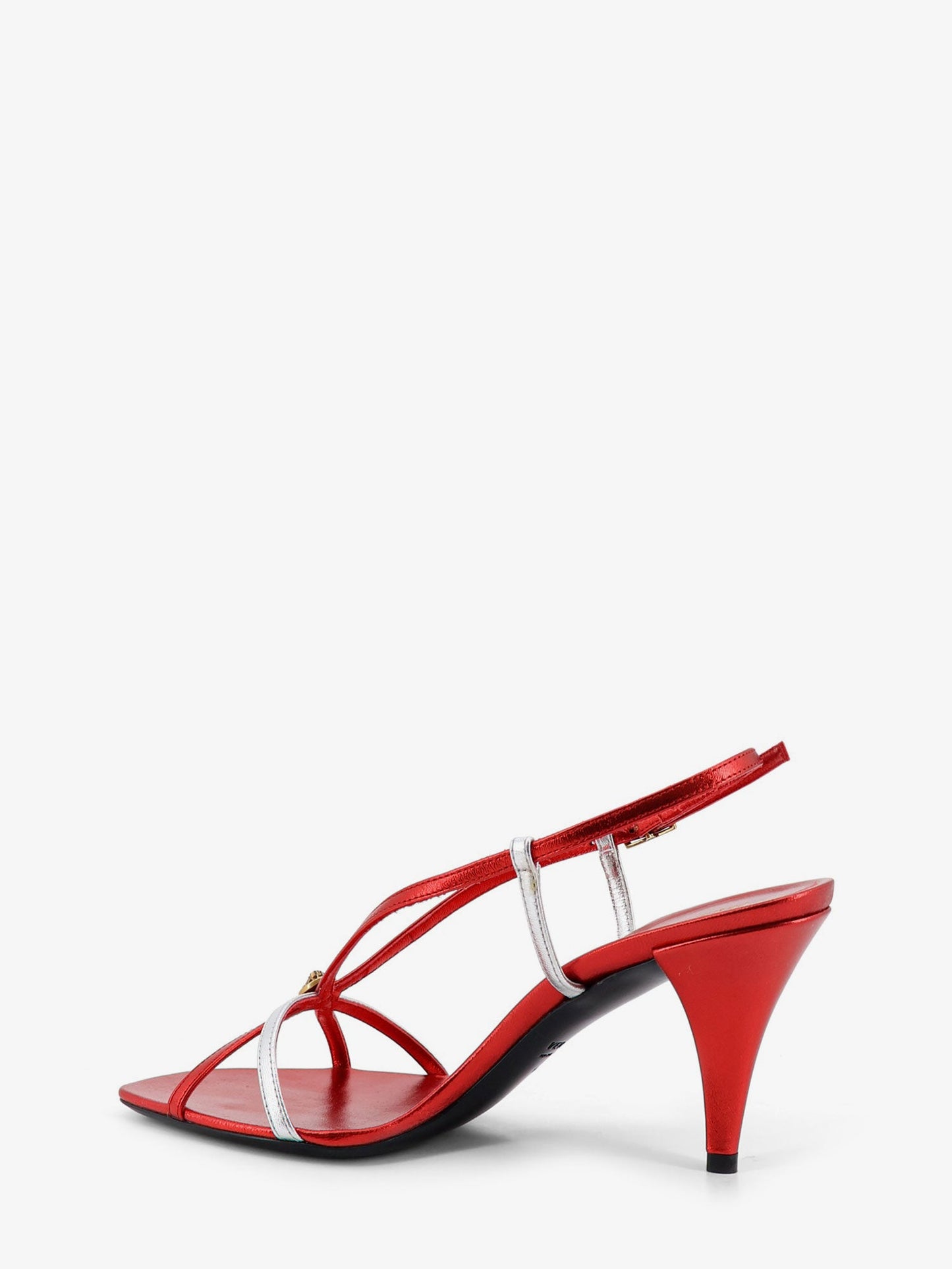 Versace Women Metallic Leather Sandals With Medusa Logo On The Front VERSACE