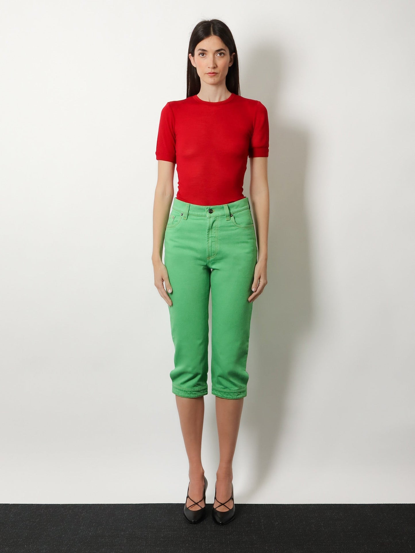 Versace Women Ribbed Cotton T-Shirt VERSACE