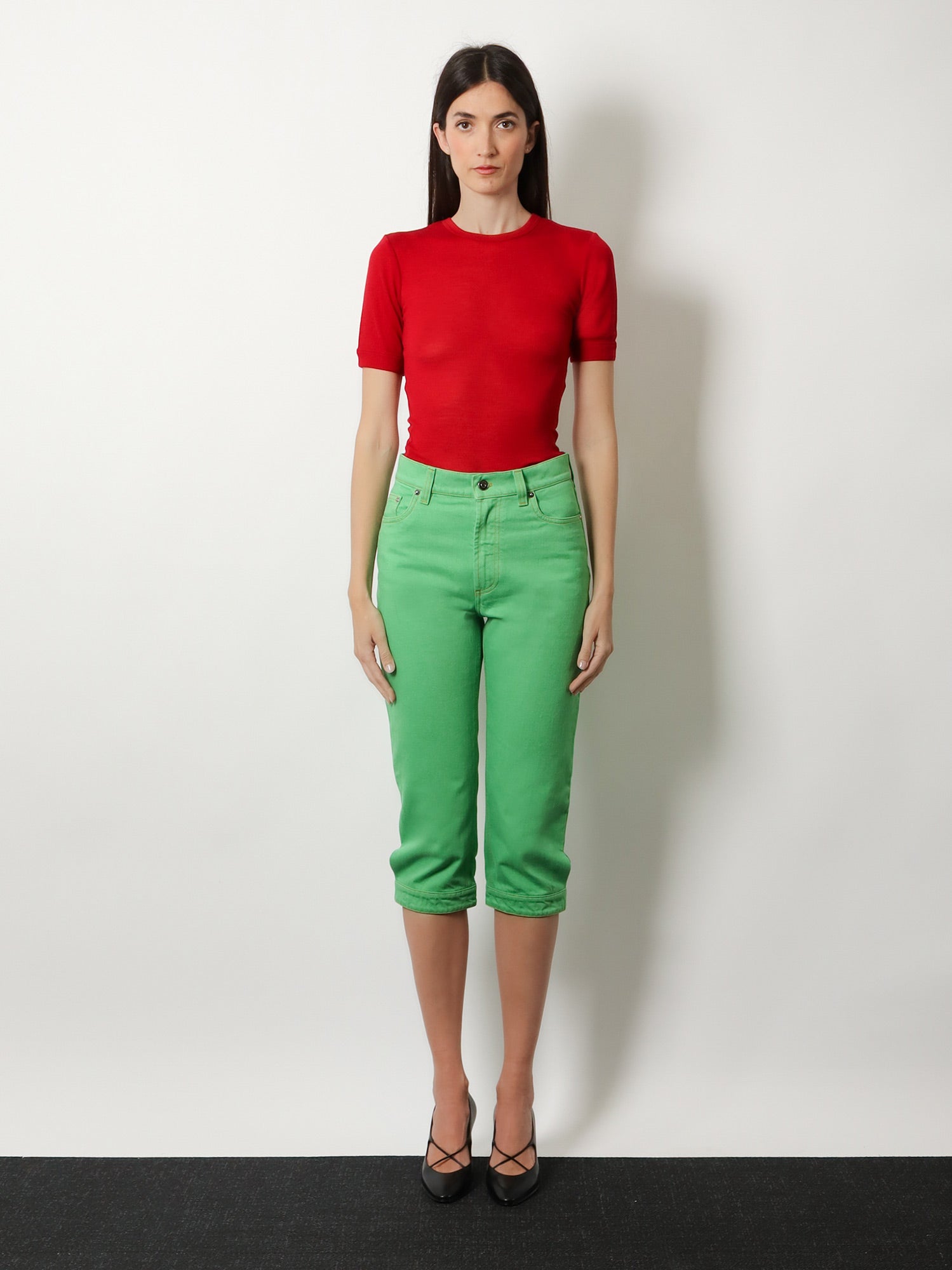 Versace Women Ribbed Cotton T-Shirt VERSACE