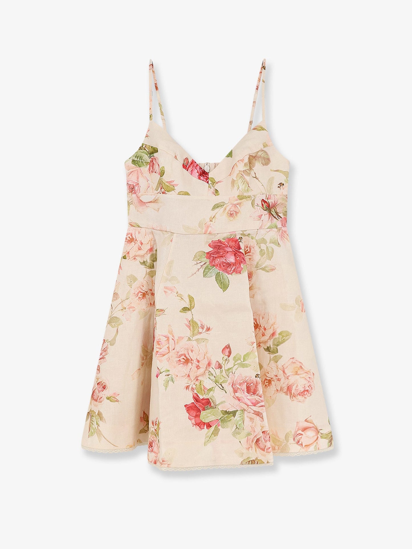 Zimmermann Women Roselight Short Linen Dress With Floral Print ZIMMERMANN