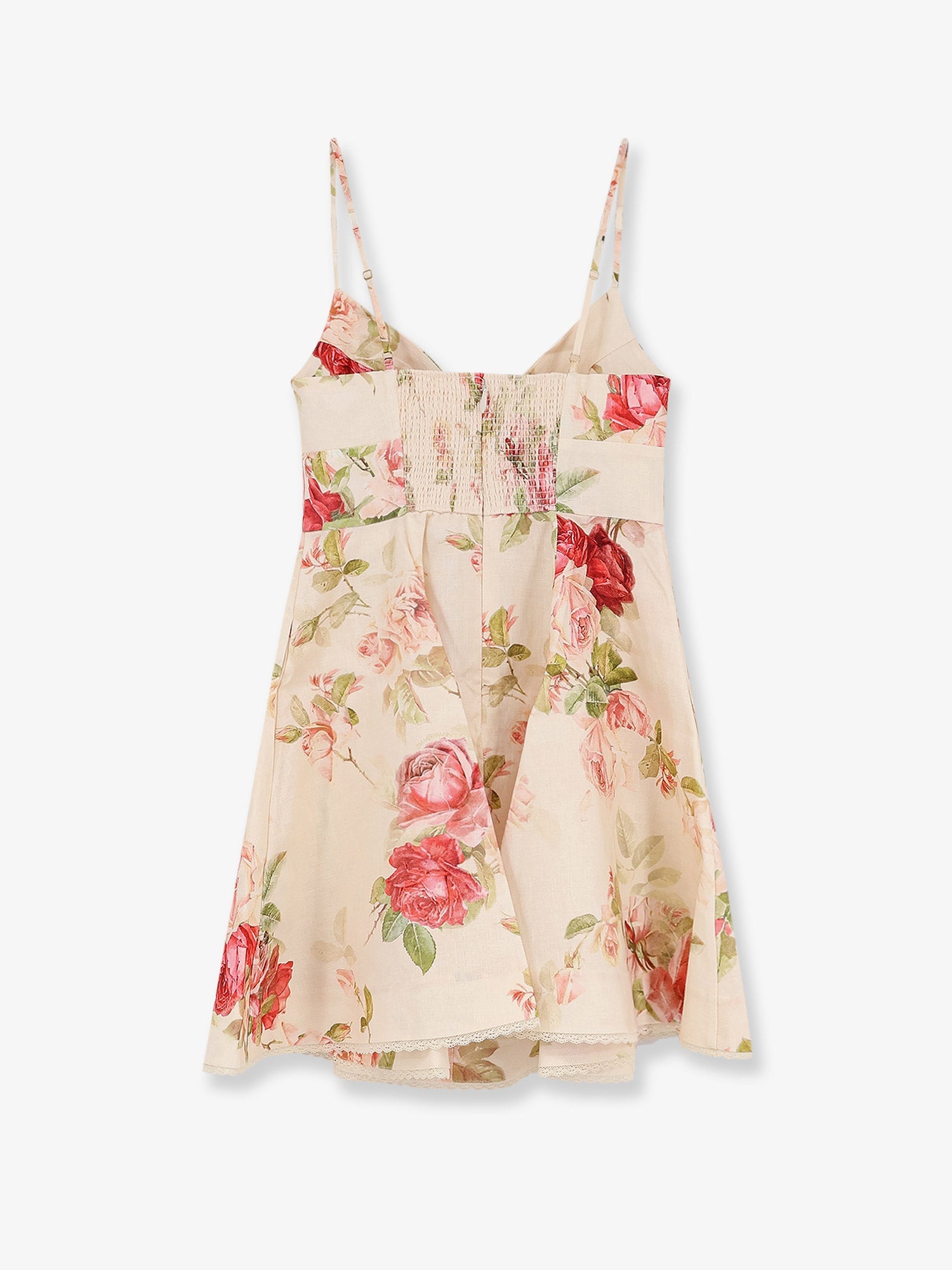 Zimmermann Women Roselight Short Linen Dress With Floral Print ZIMMERMANN