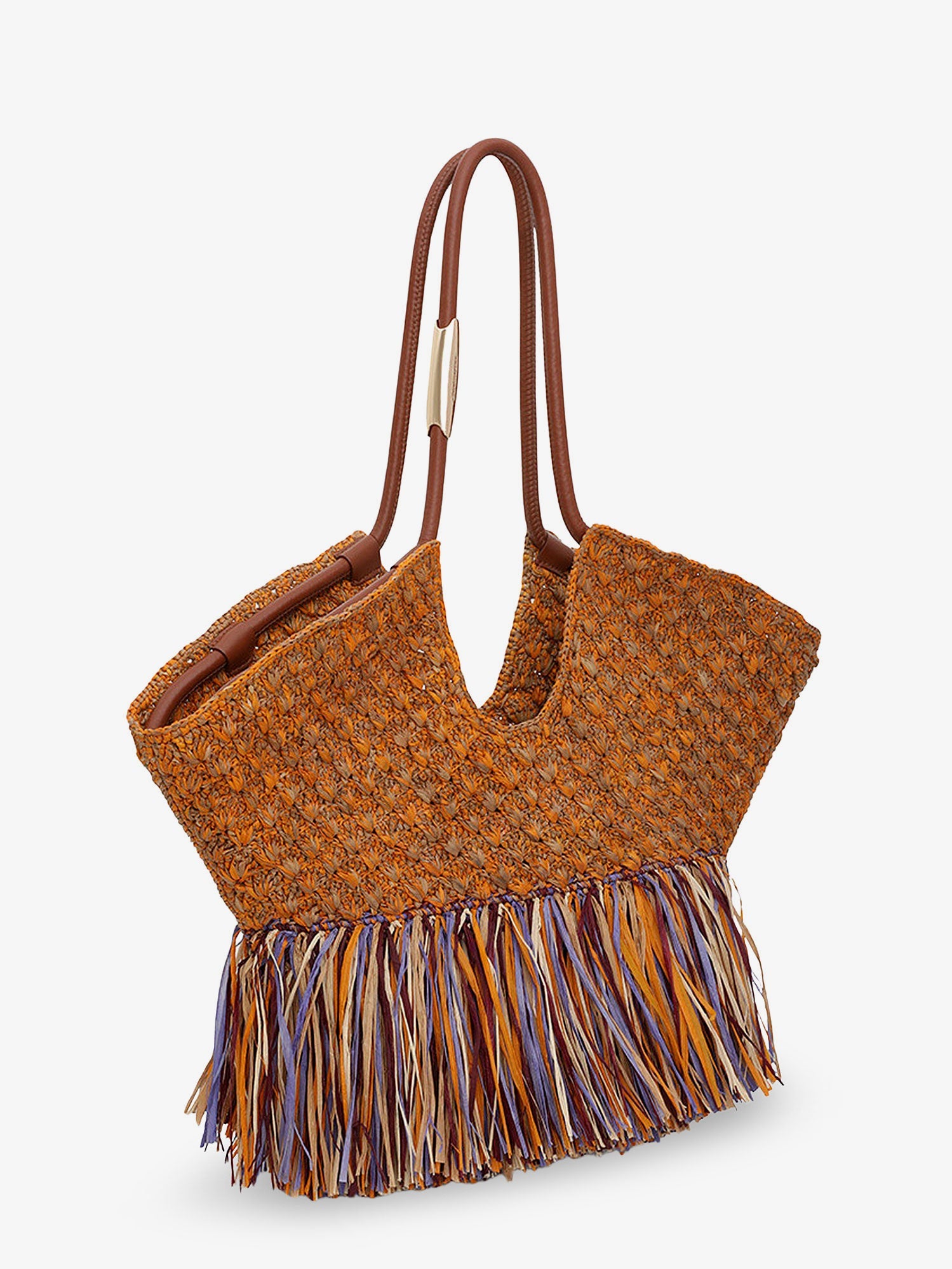 Zimmermann Women Golden Time Rafia Shoulder Bag With Fringe ZIMMERMANN