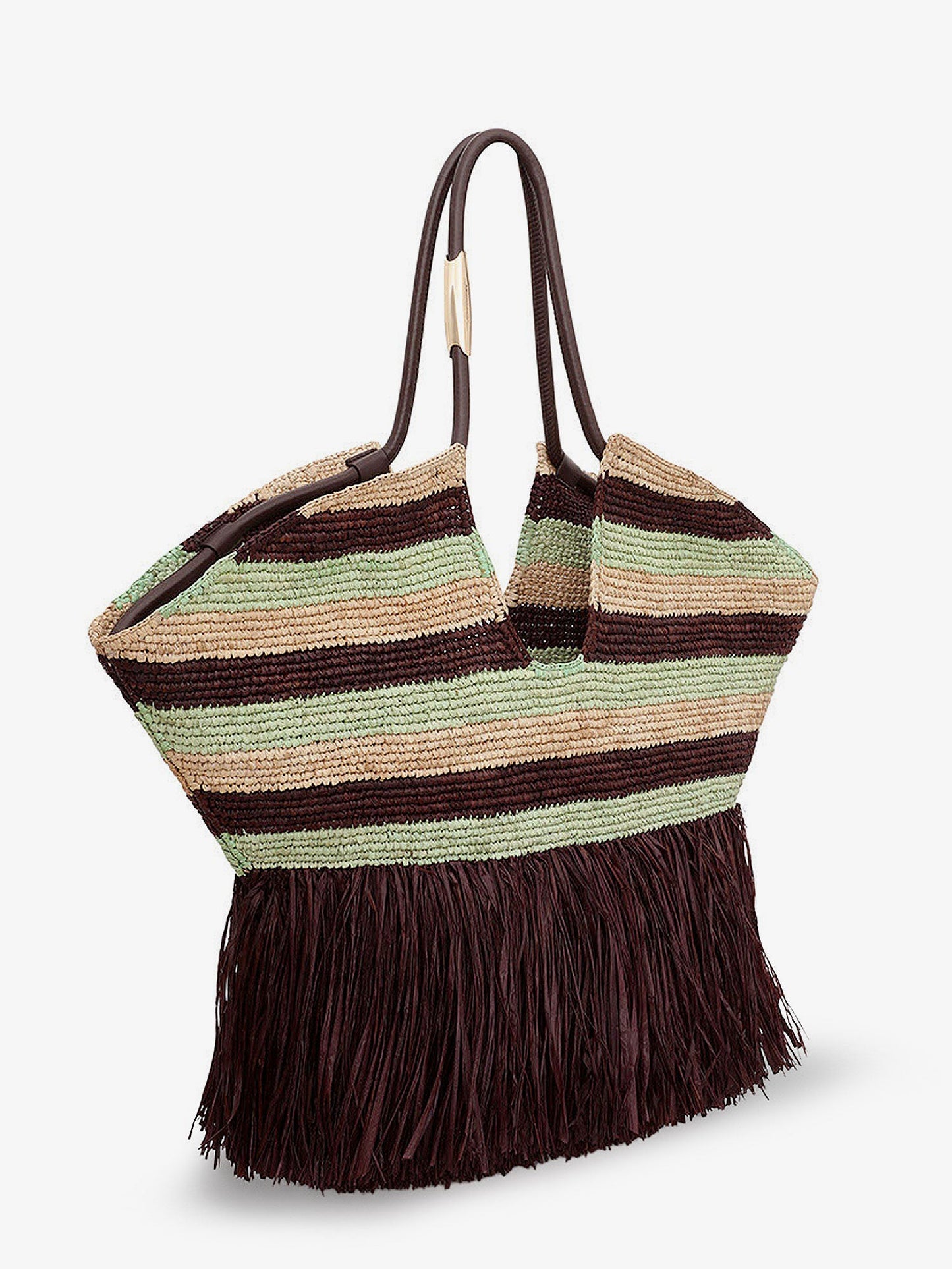 Zimmermann Women Golden Time Rafia Shoulder Bag With Fringe ZIMMERMANN