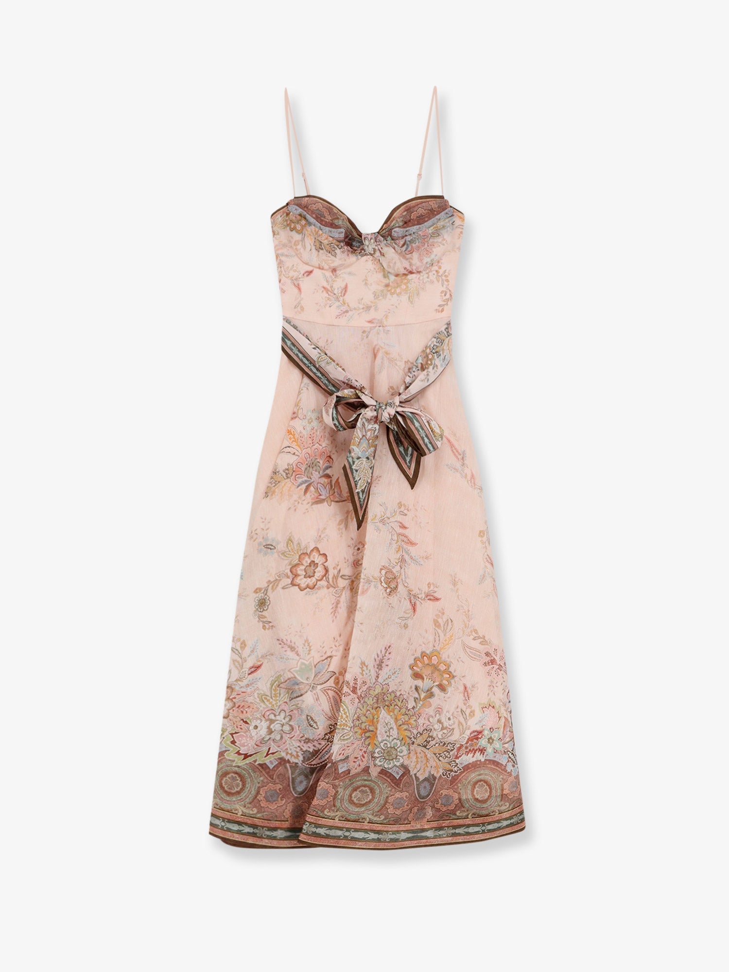 Zimmermann Women Alchemy Silk And Linen Blend Midi Dress With All-Over Floral Print ZIMMERMANN